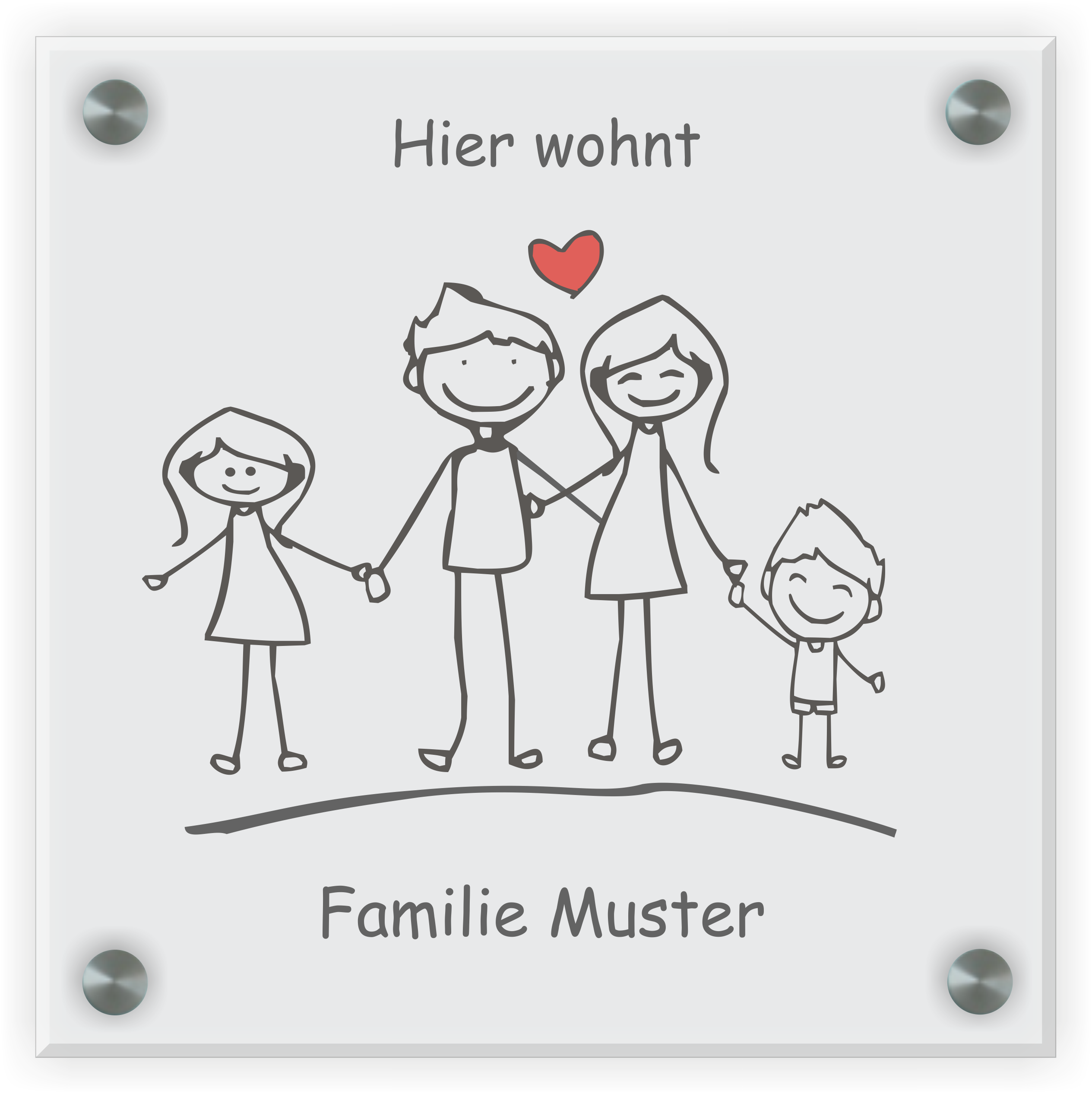 Familienschild Design 2 | 20 cm x 20 cm aus Acryl oder Glas 