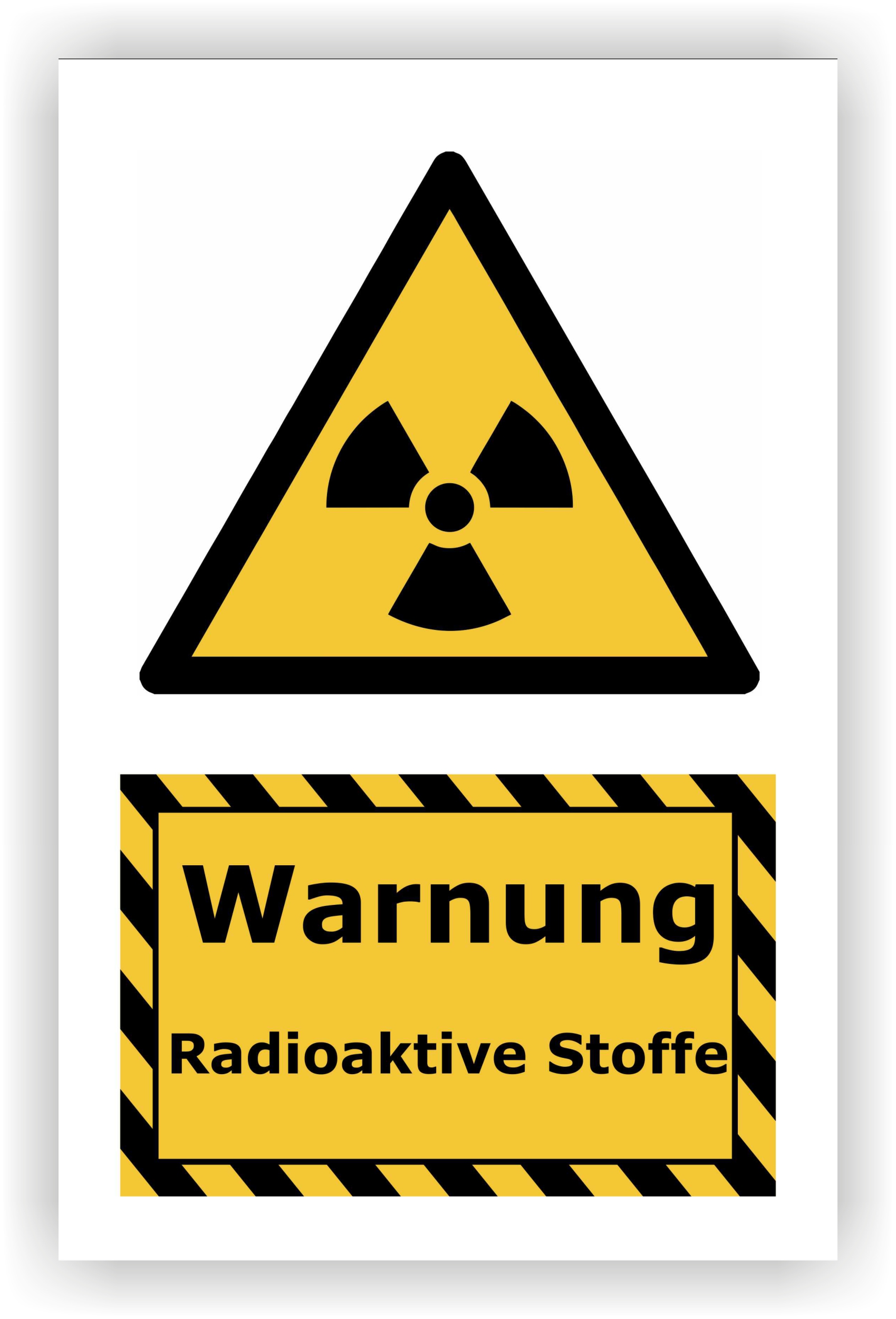 Kombi-Warnschild »Radioaktive Stoffe« — 20 × 30 cm