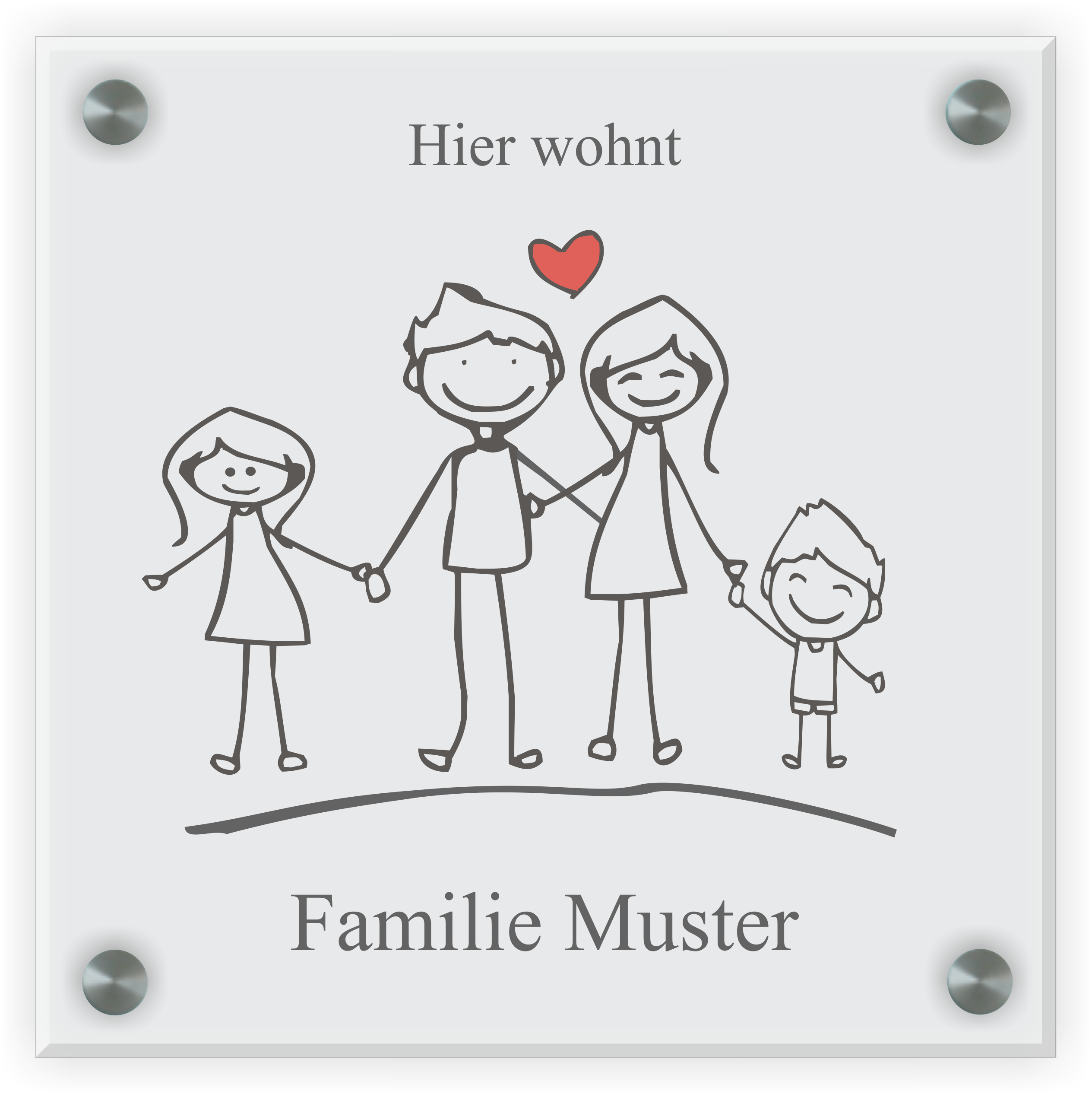 Familienschild Design 2 | 20 cm x 20 cm aus Acryl oder Glas 