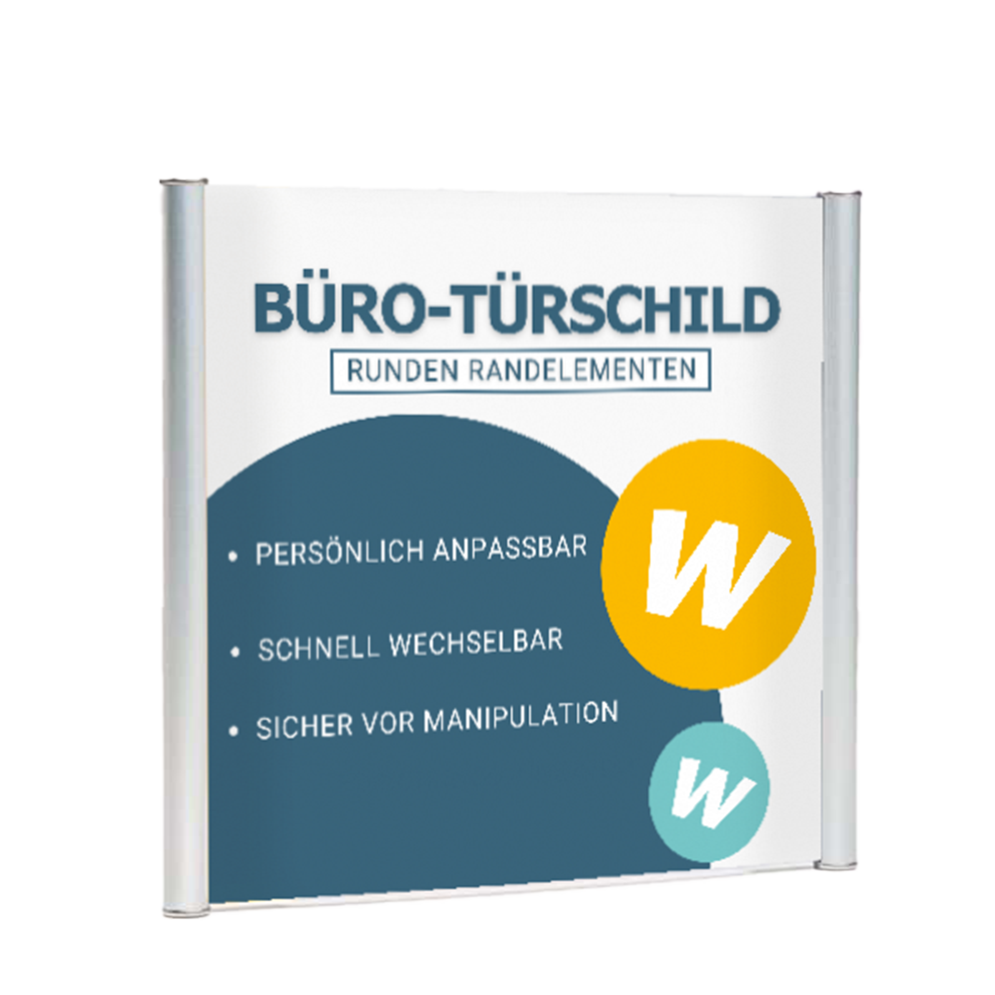 Türschild leicht gewölbt mit runden Randelementen in silber oder RAL Wunschton