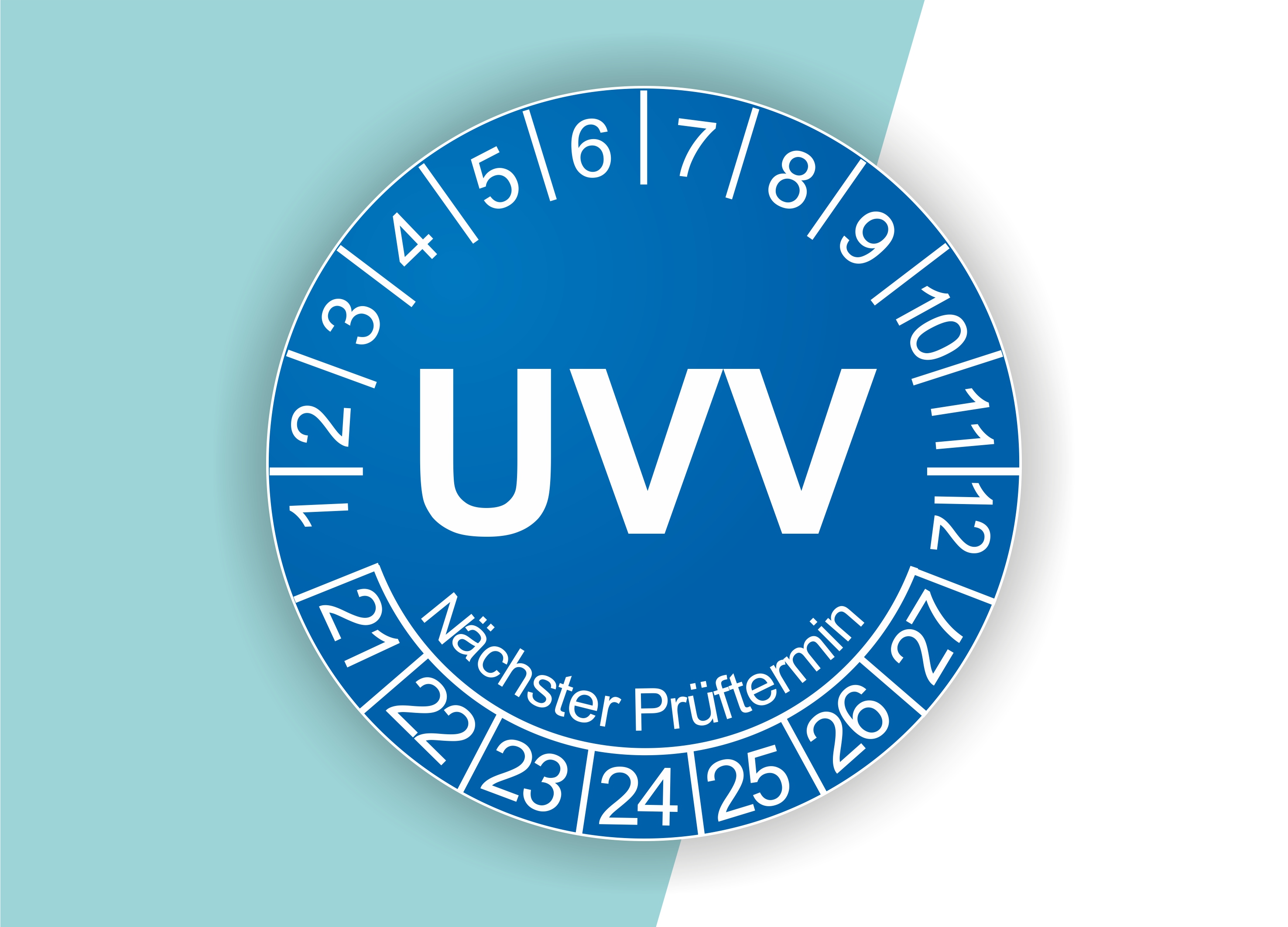 Prüfplaketten UVV als Aufkleber — 60 Stück — Ø 20 oder 30 mm — Farbe: Blau