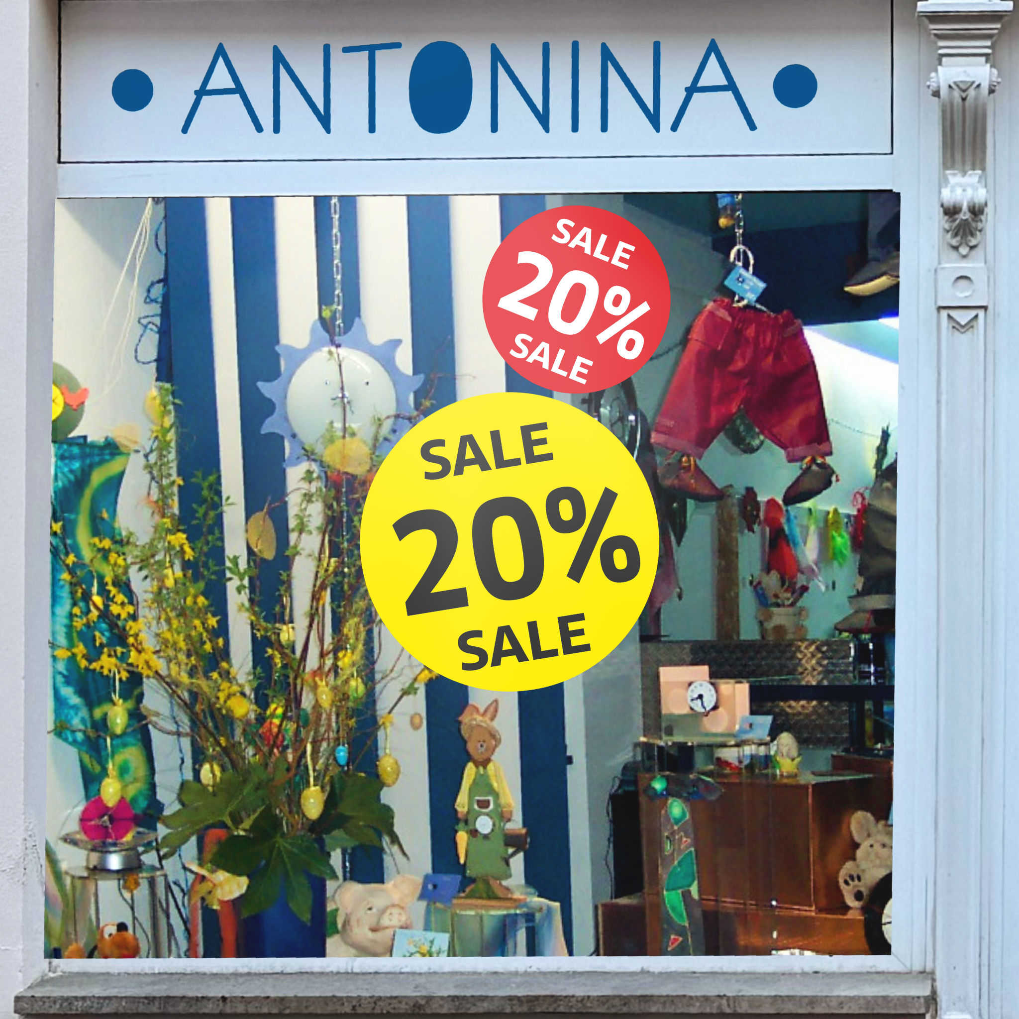 20% SALE Aufkleber Schaufenster Rabatt Ausverkauf Schlussverkauf SSV WSV % — Farbe: Gelb-Schwarz 