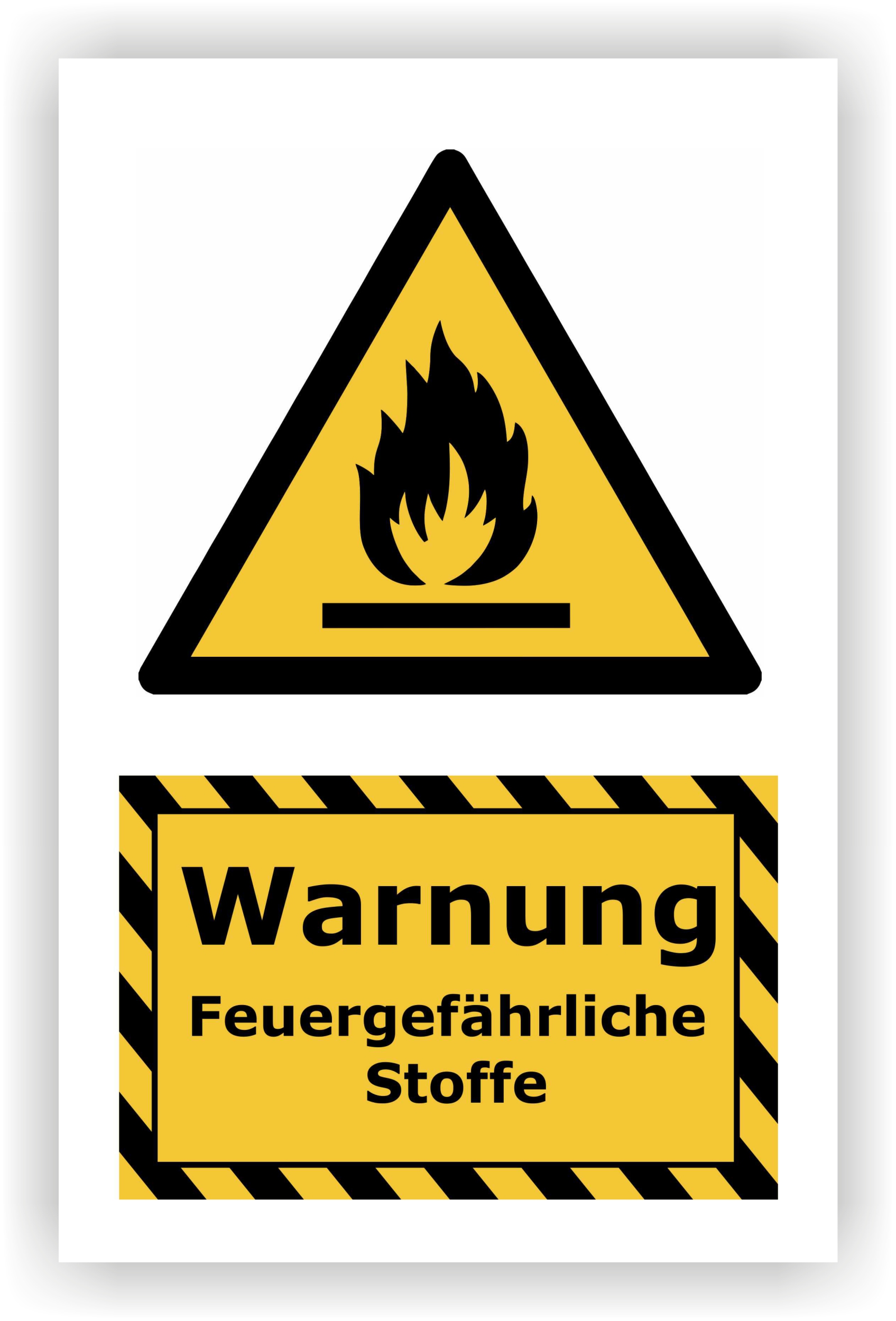 Kombi-Warnschild »Feuergefährliche Stoffe« — 13 × 20 cm