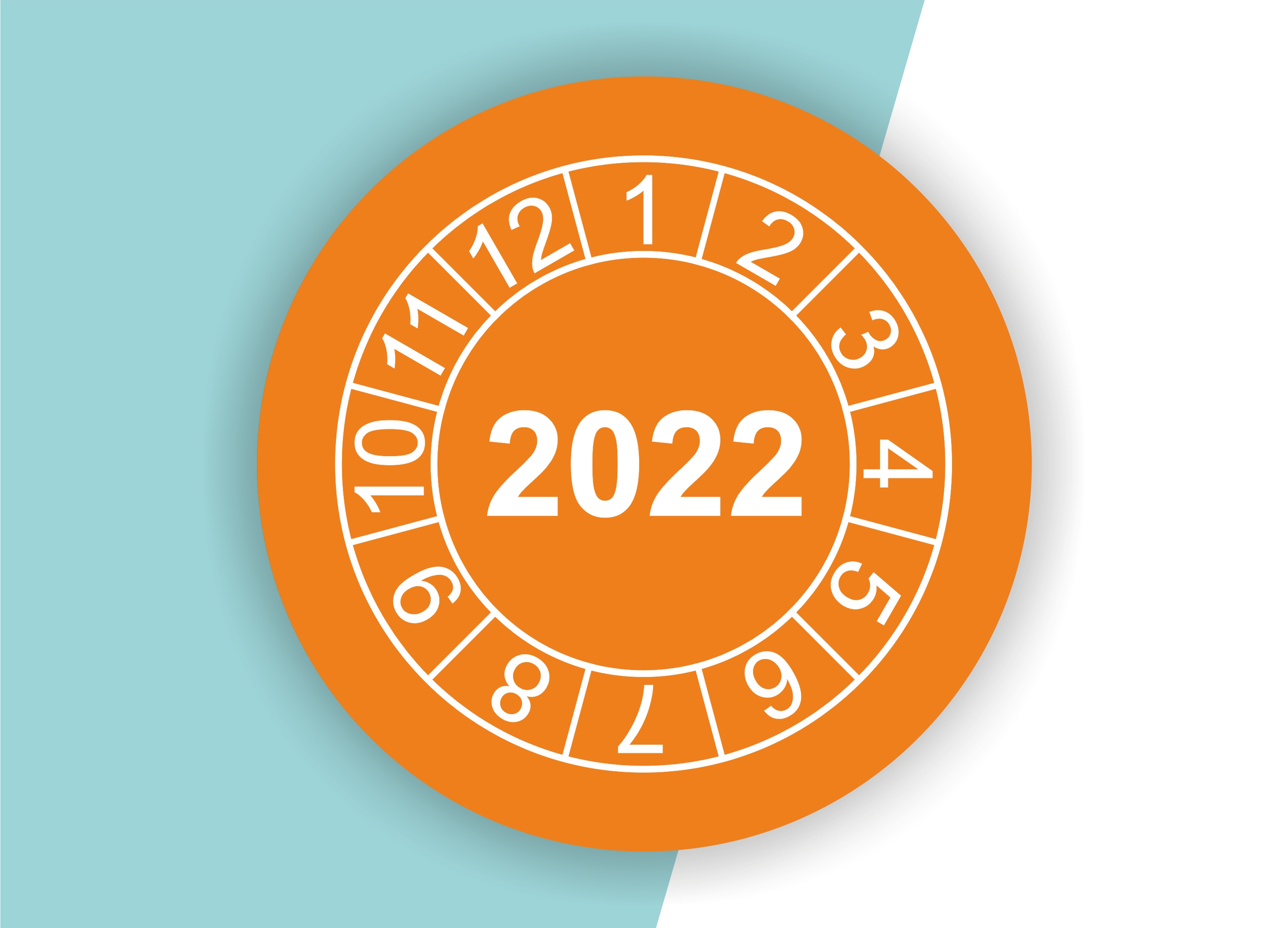 Prüfplaketten / Jahresplaketten "2022" als Aufkleber — 60 Stück — Ø 20 oder 30 mm 