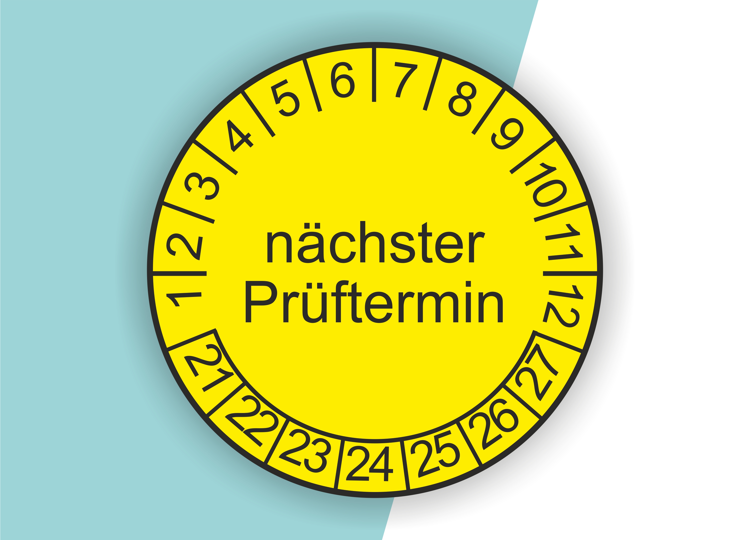 Prüfplaketten "Nächster Prüftermin" als Aufkleber — 60 Stück — Ø 20 oder 30 mm - ohne Fenster