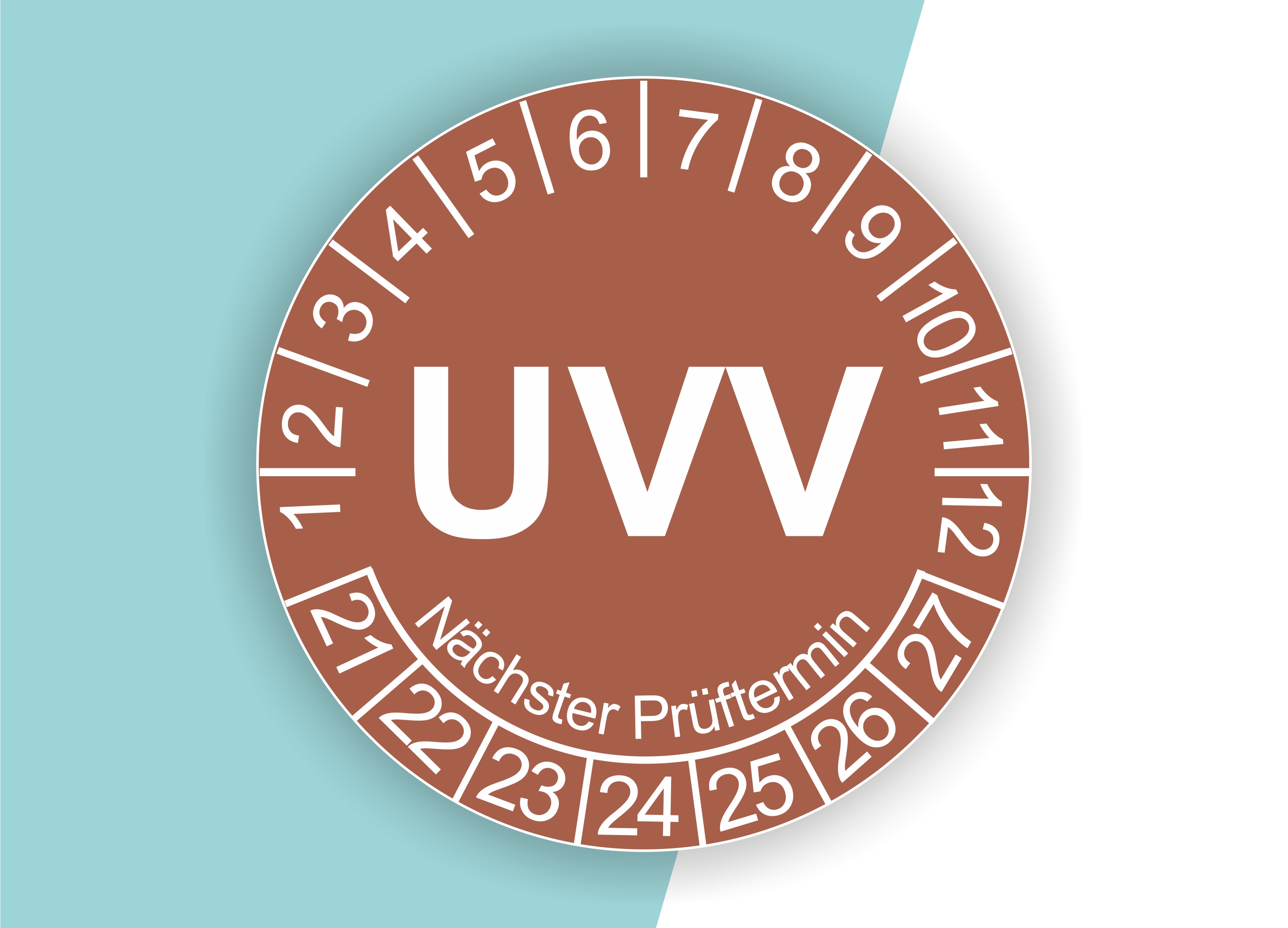 Prüfplaketten UVV als Aufkleber — 60 Stück — Ø 20 oder 30 mm — Farbe: Braun