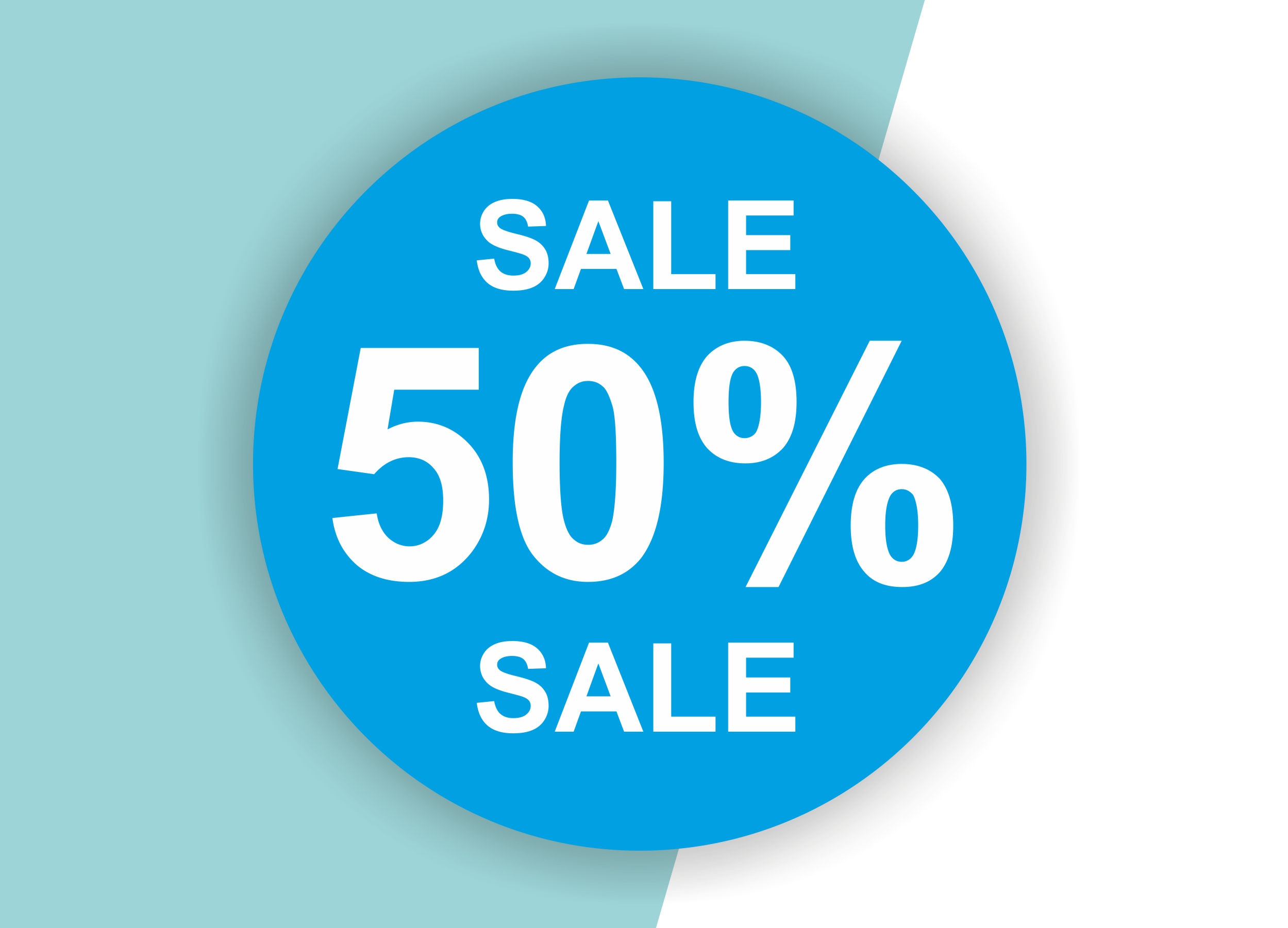 50% SALE Aufkleber Schaufenster Rabatt Ausverkauf Schlussverkauf SSV WSV % — Farbe: Blau-Weiß