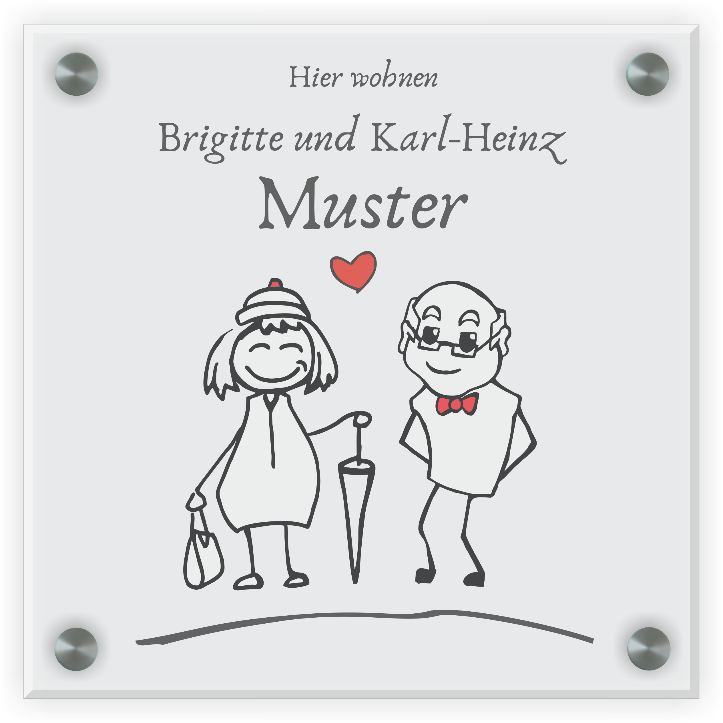 Familienschild Design 5 | 20 cm x 20 cm aus Acryl oder Glas  