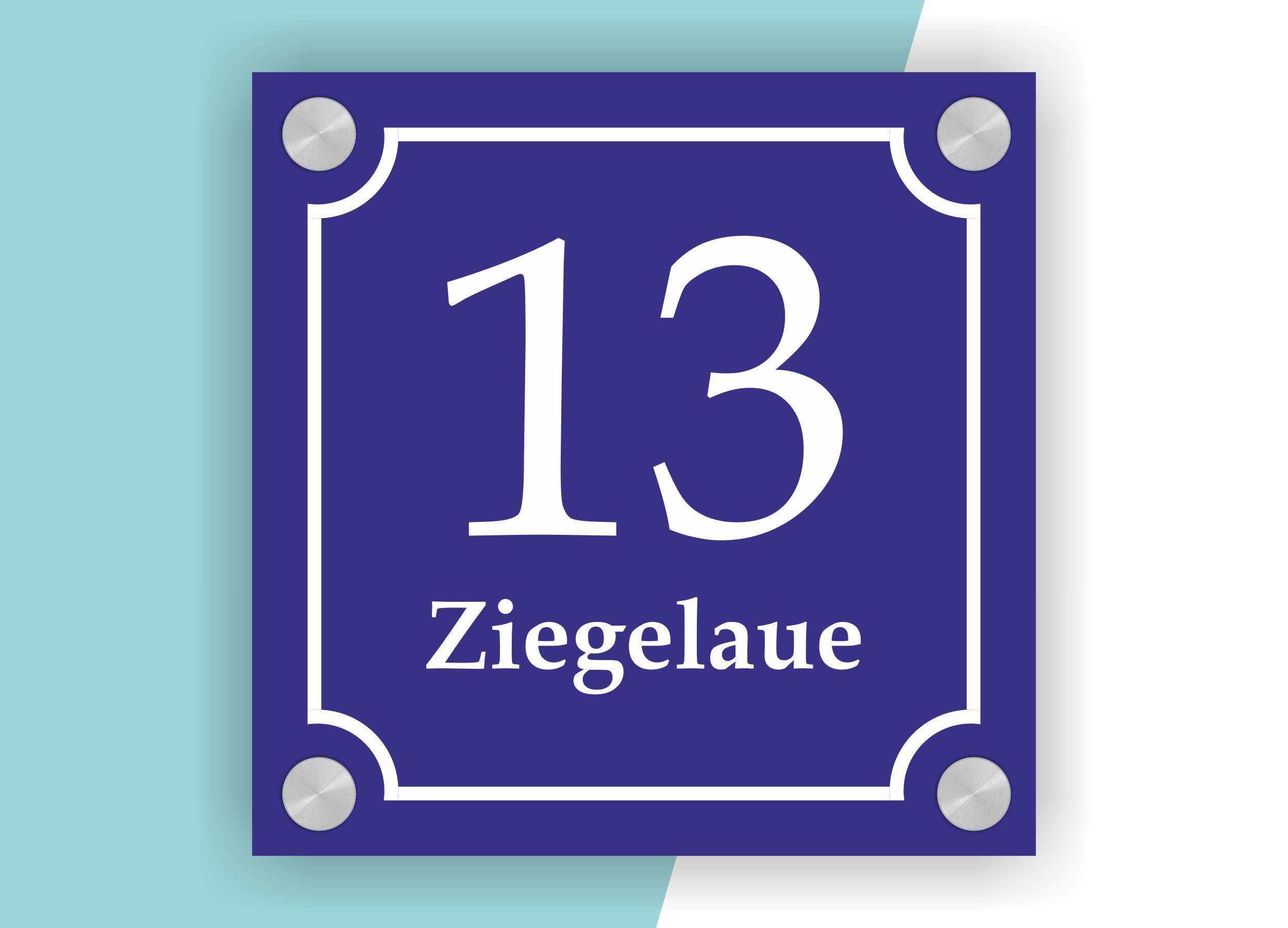 Hausnummernschild im Emaille-Design (20  ×  20 cm) — verschiedene Farben