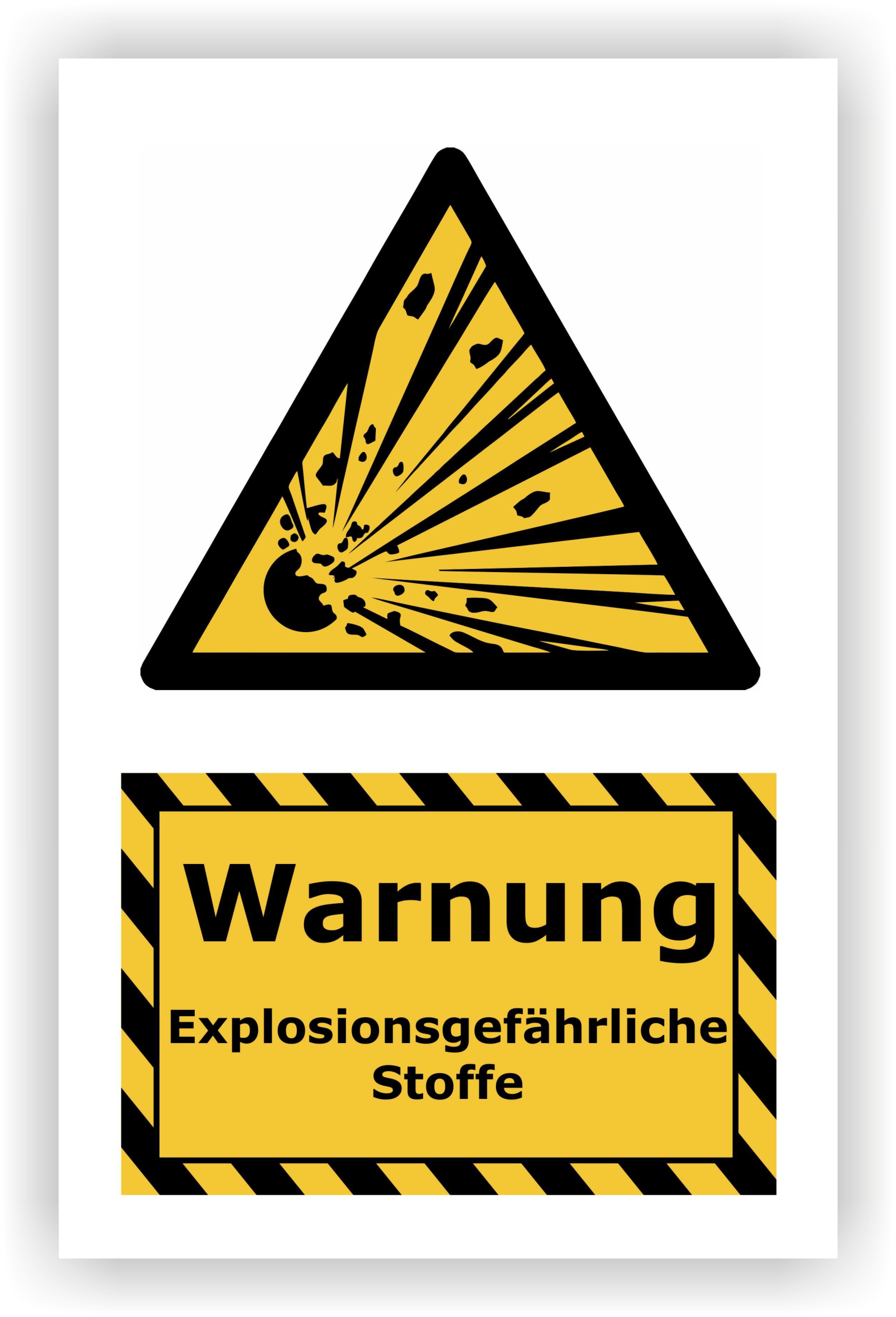 Kombi-Warnschild »Explosionsgefährliche Stoffe« — 20 × 30 cm