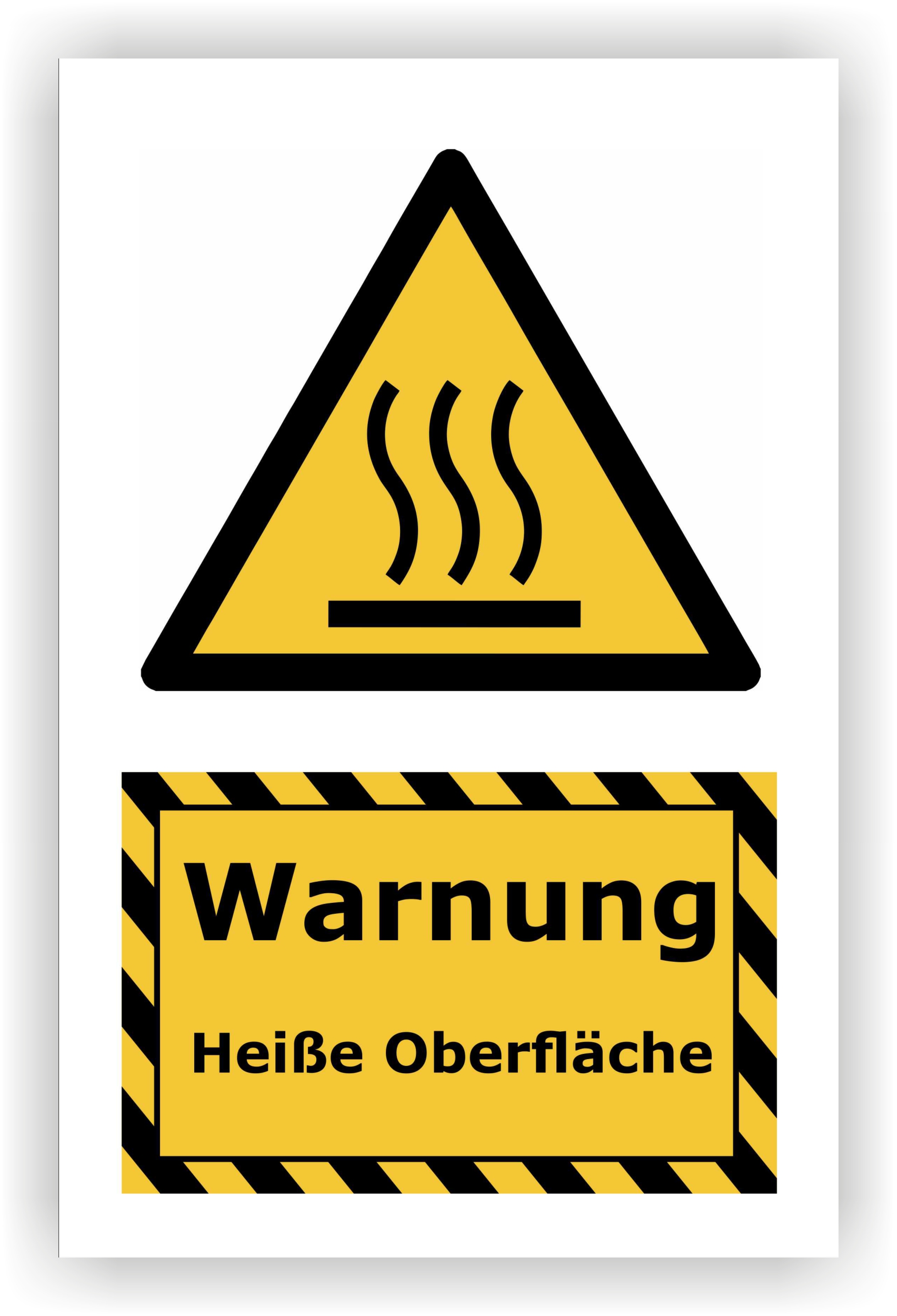 Kombi-Warnschild »Heiße Oberfläche« — 13 × 20 cm