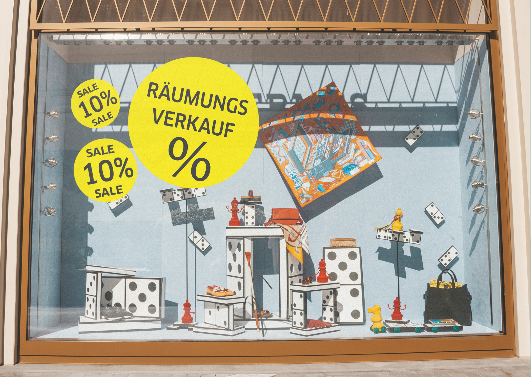 10% SALE Aufkleber Schaufenster Rabatt Ausverkauf Schlussverkauf SSV WSV % — Farbe: Gelb-Schwarz