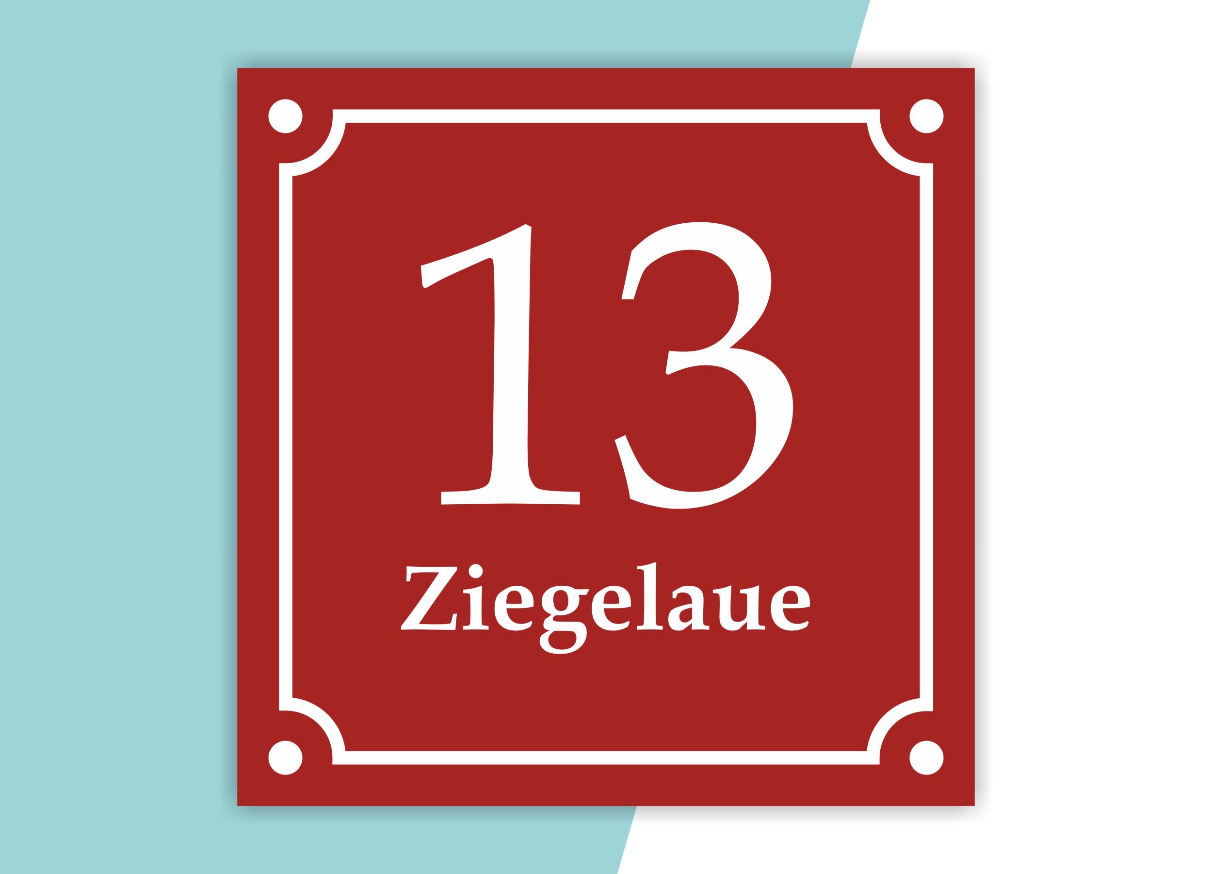 Hausnummernschild im Emaille-Design (20  ×  20 cm) — verschiedene Farben