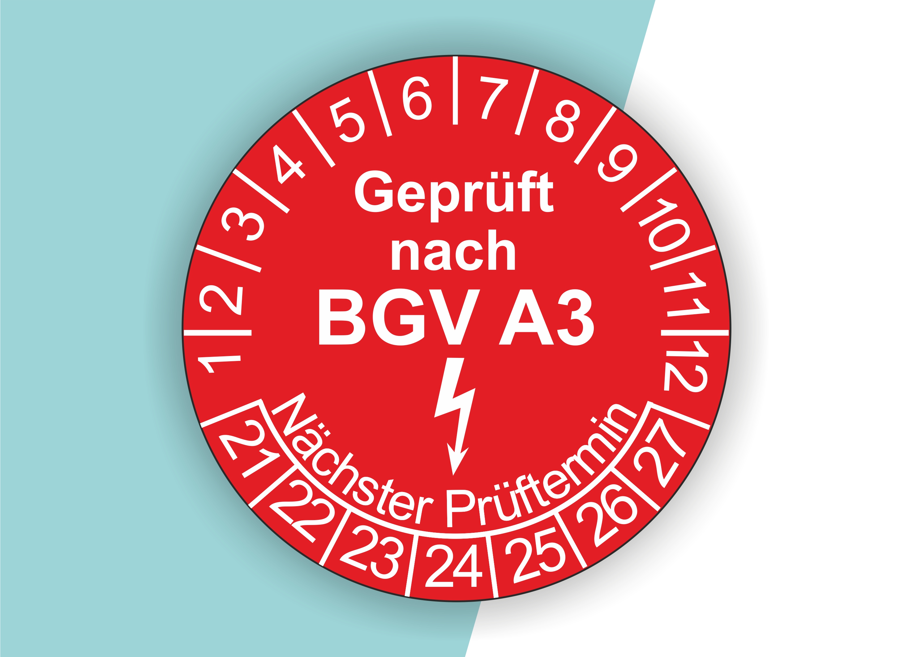 Prüfplaketten BGV als Aufkleber — 60 Stück — Ø 20 oder 30 mm — Farbe: Rot