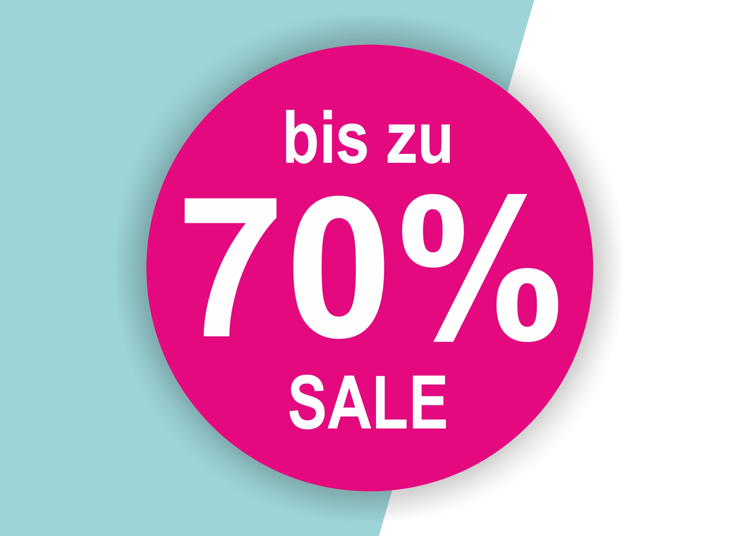 70% SALE Aufkleber Schaufenster Rabatt Ausverkauf Schlussverkauf SSV WSV % — Farbe: Pink-Weiß