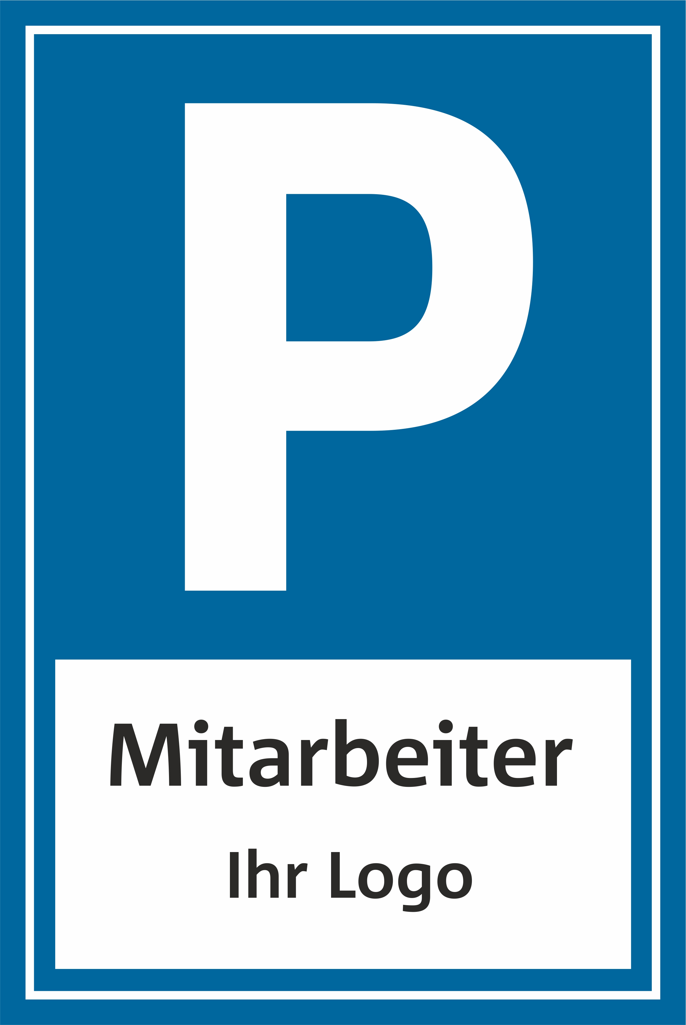 Parkplatzschild Mitarbeiter und Logo 30 x 20 cm | PVC oder Alu-Verbund