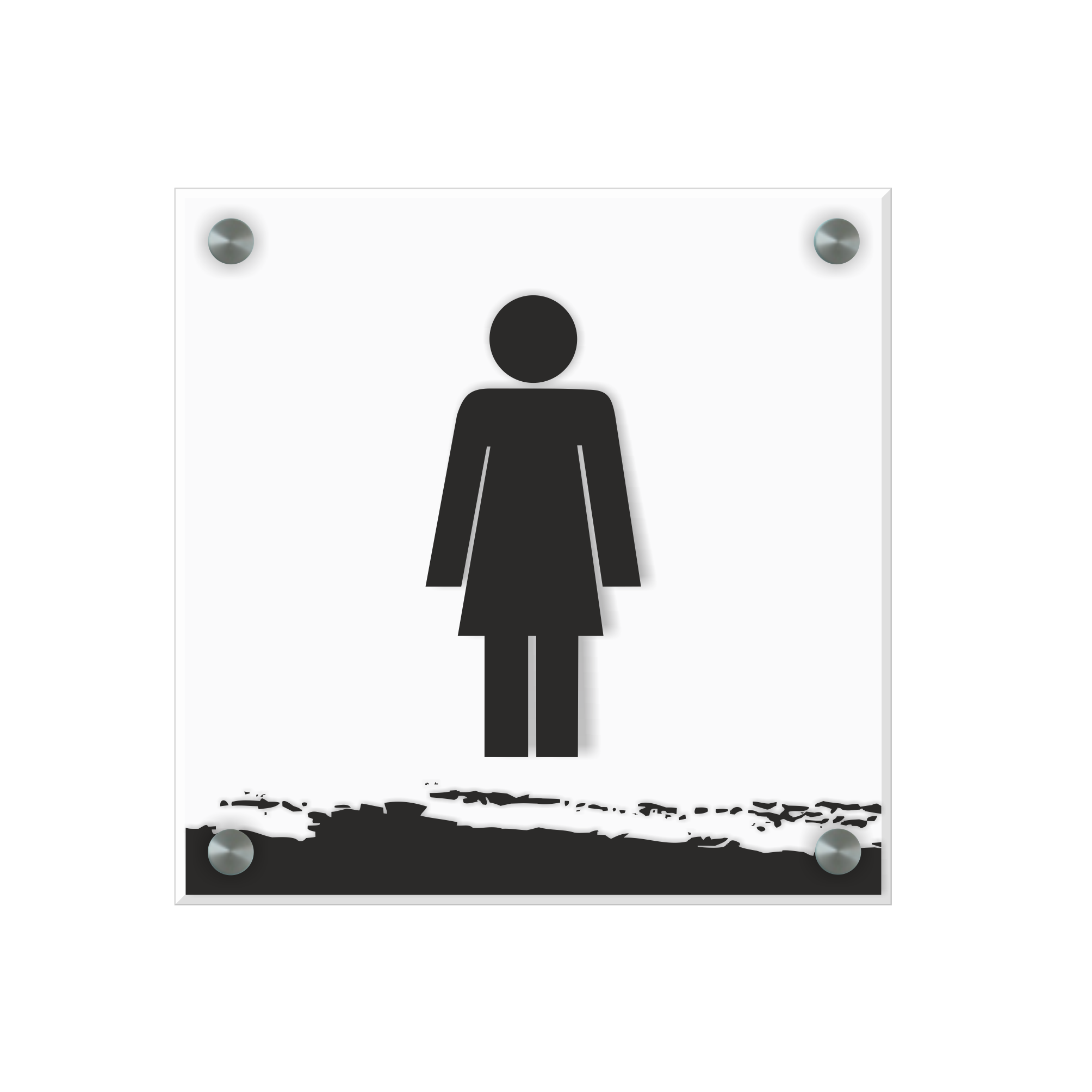 WC Schild Damen Design I | 15 cm x 15 cm Glas | verschiedene Farben  