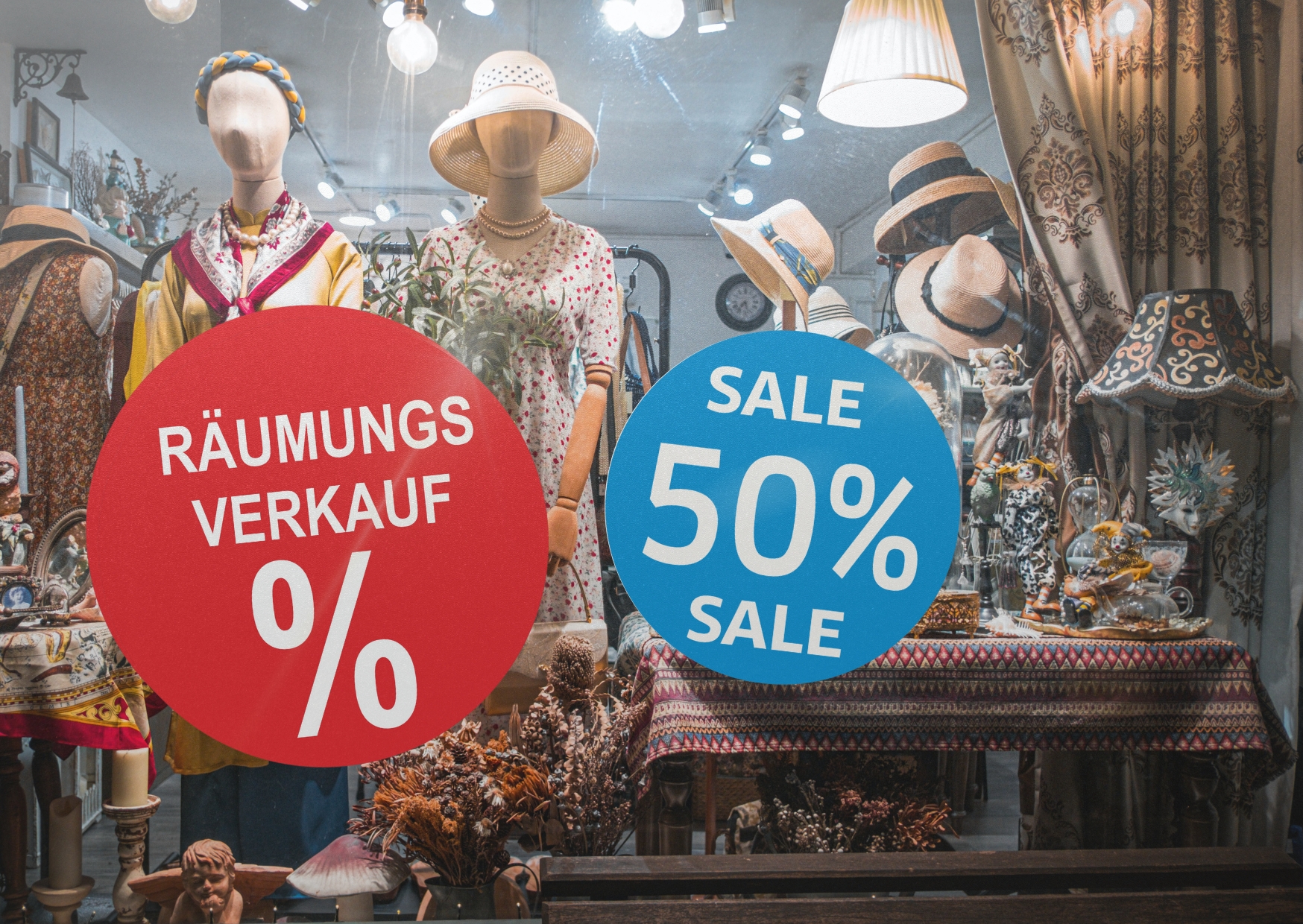 7x SALE Aufkleber Set, Farbe blau – Rabatt Sticker für Schaufenster | Final Sale & Reduziert | SSV WSV Ausverkauf Werbeaufkleber  
