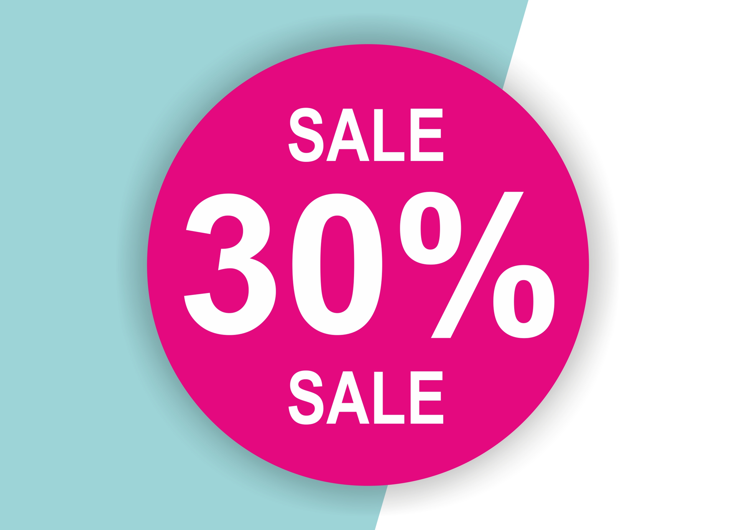 30% SALE Aufkleber Schaufenster Rabatt Ausverkauf Schlussverkauf SSV WSV % — Farbe: Pink-Weiß