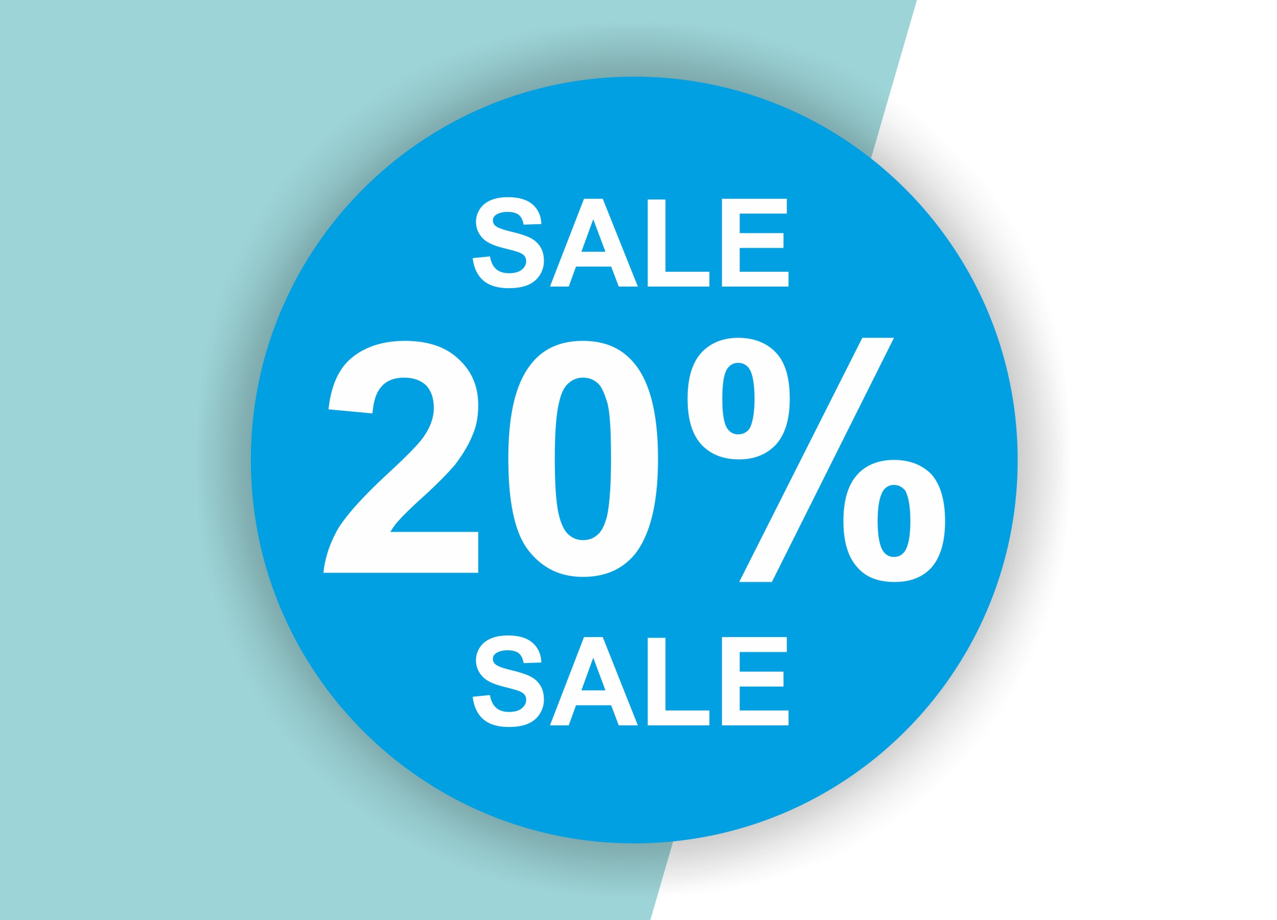 20% SALE Aufkleber Schaufenster Rabatt Ausverkauf Schlussverkauf SSV WSV % — Farbe: Blau-Weiß