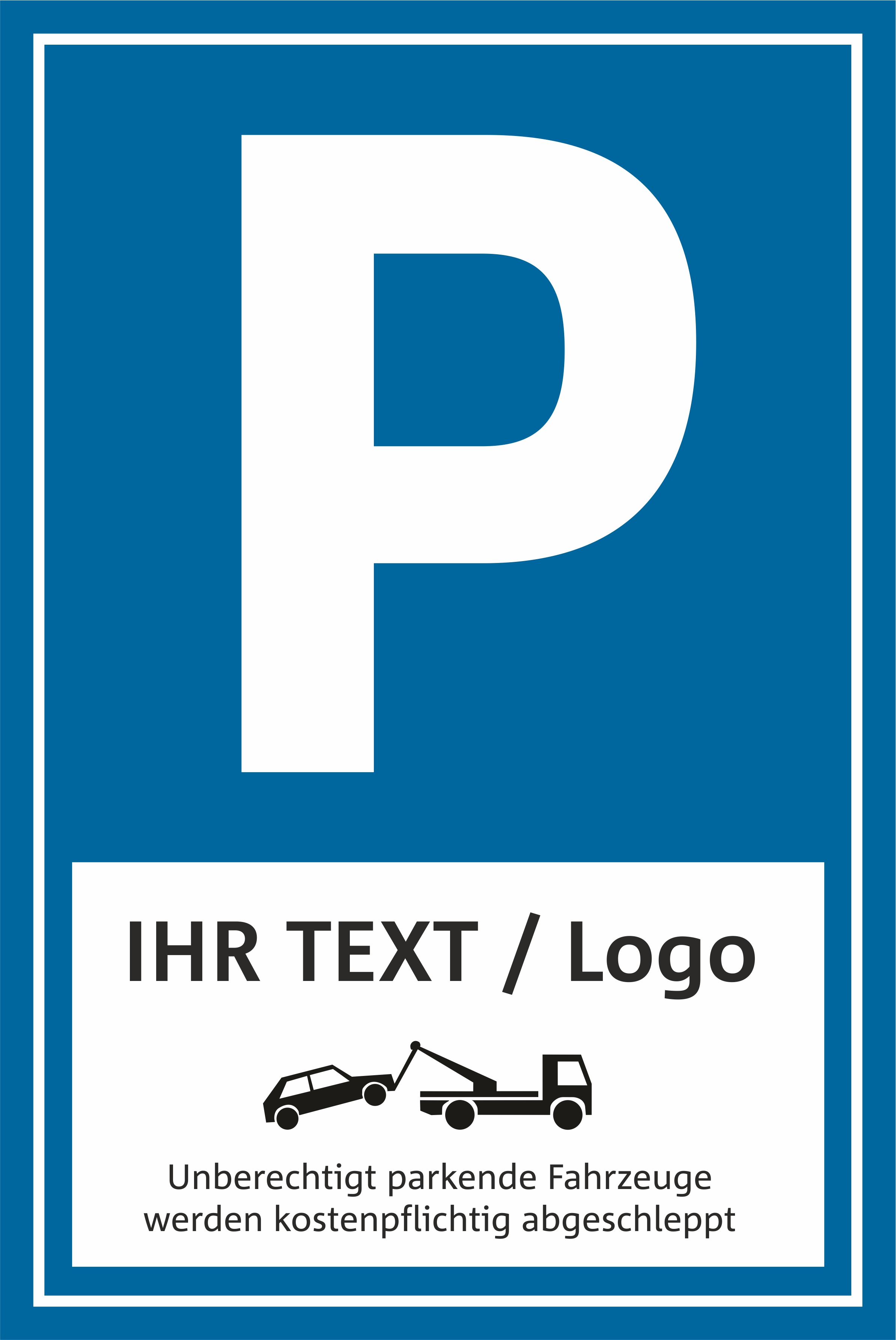 Parkplatzschild mit Ihrem Text und Logo | 30 x 20 cm | PVC oder Alu-Verbund