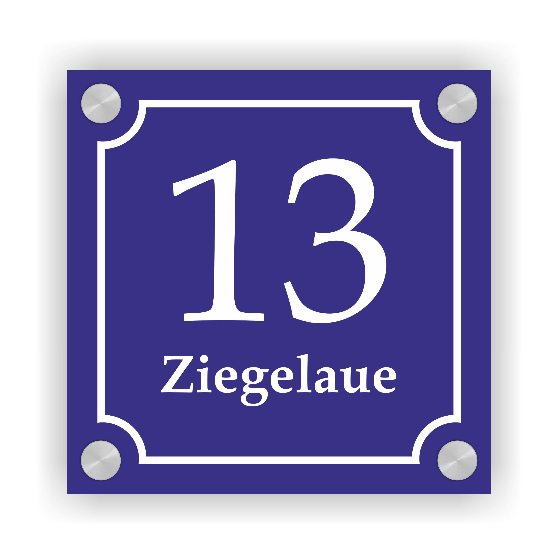 Hausnummernschild im Emaille-Design (15 × 15 cm) — verschiedene Farben