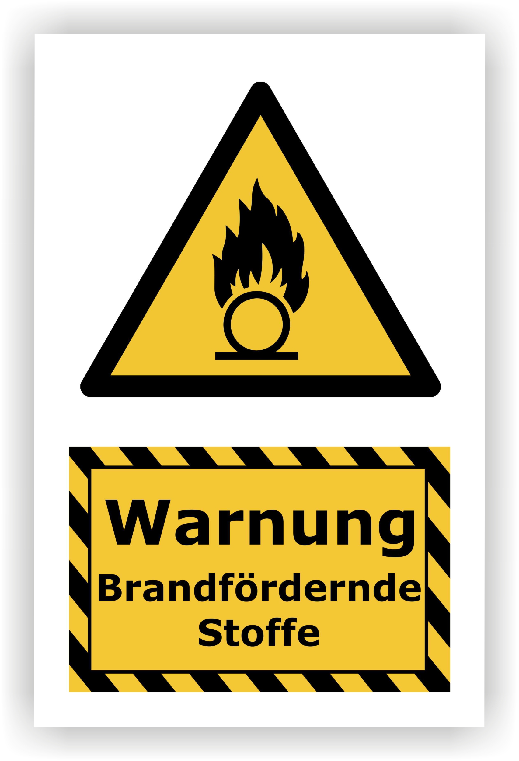 Kombi-Warnschild »Brandfördernde Stoffe« — 13 × 20 cm