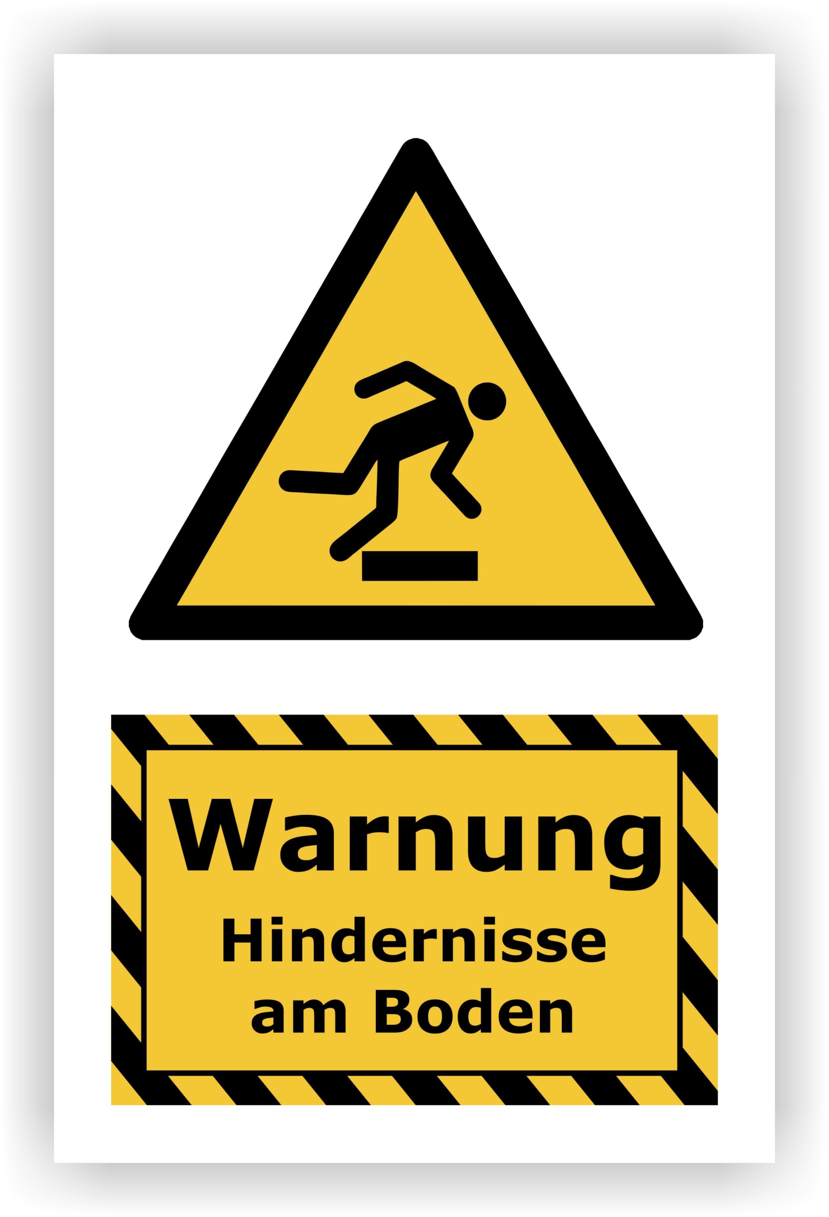 Kombi-Warnschild »Hindernisse am Boden« — 13 × 20 cm