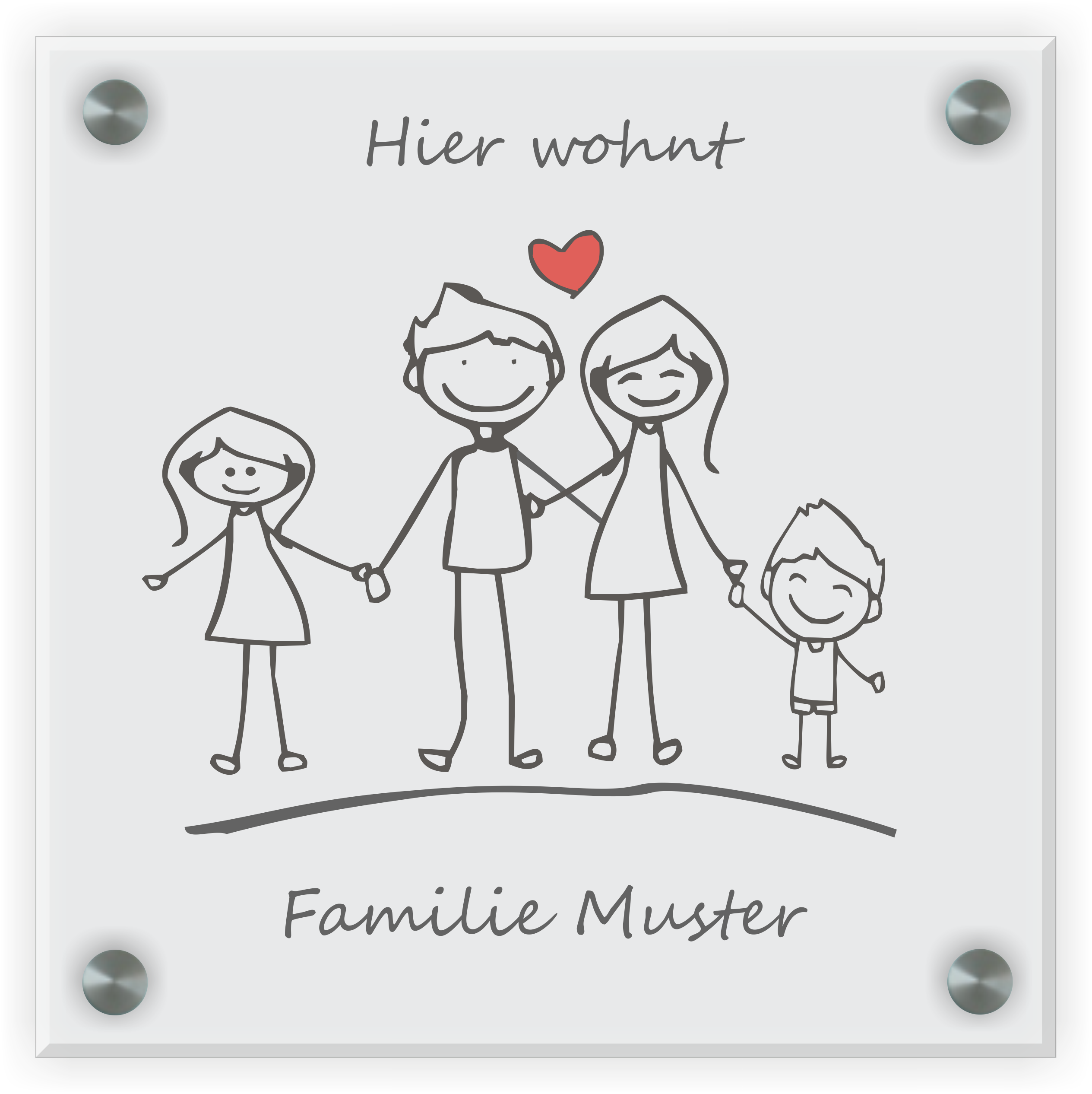 Familienschild Design 2 | 20 cm x 20 cm aus Acryl oder Glas 