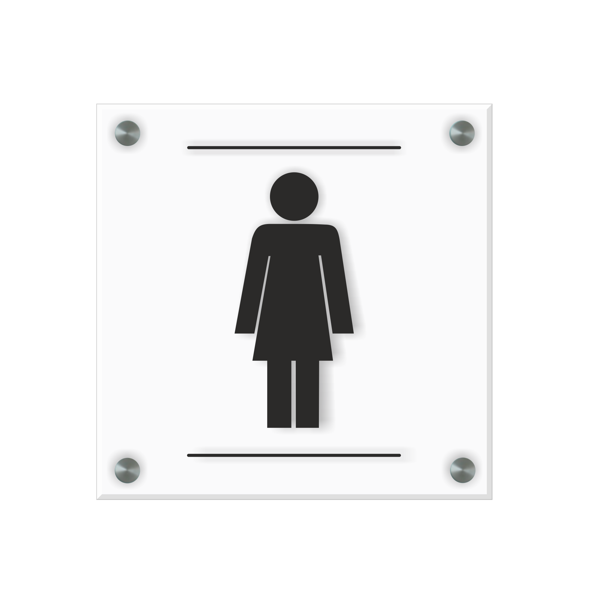 WC Schild Damen Design J | 15 cm x 15 cm Glas | verschiedene Farben 