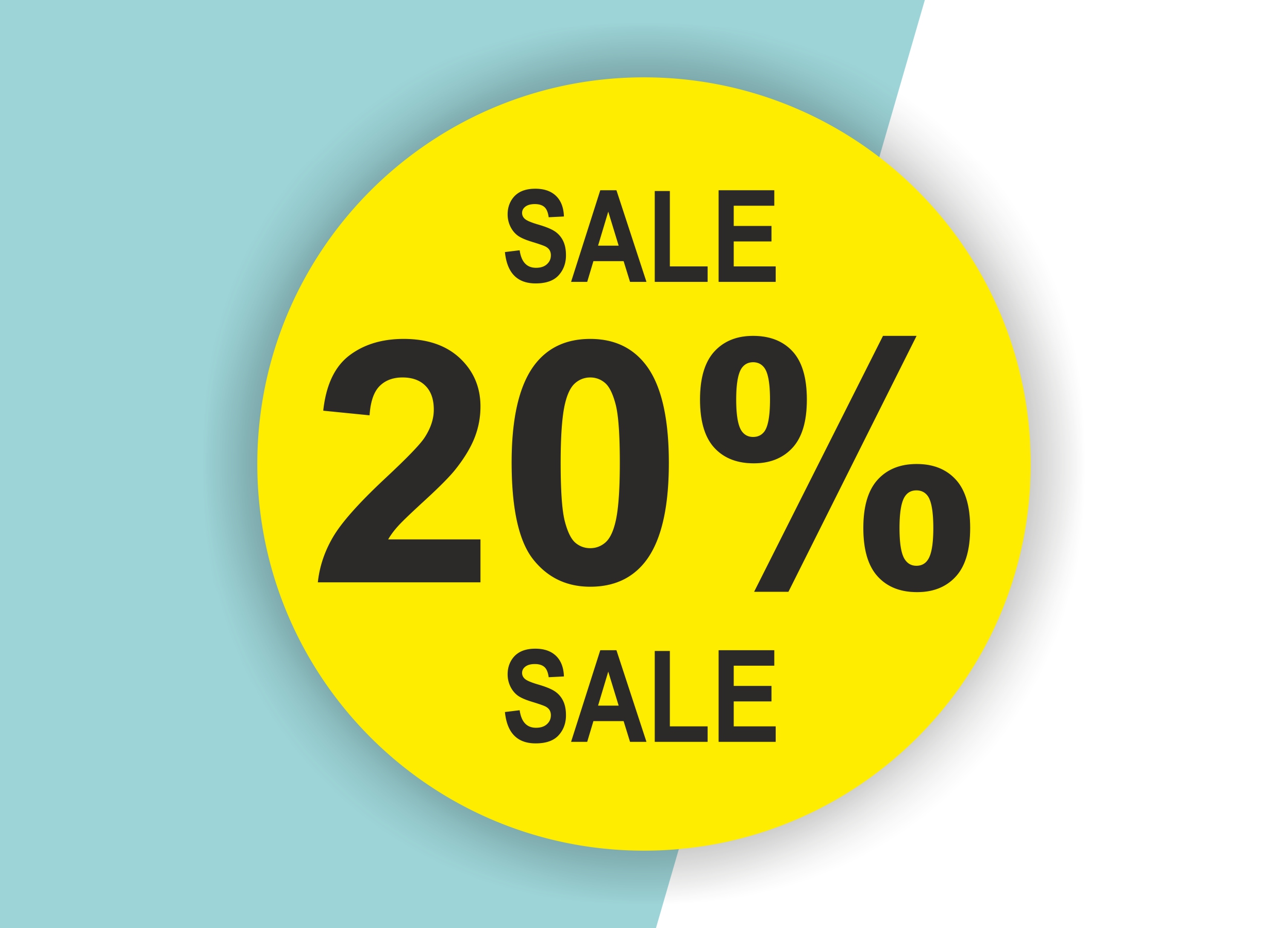 20% SALE Aufkleber Schaufenster Rabatt Ausverkauf Schlussverkauf SSV WSV % — Farbe: Gelb-Schwarz