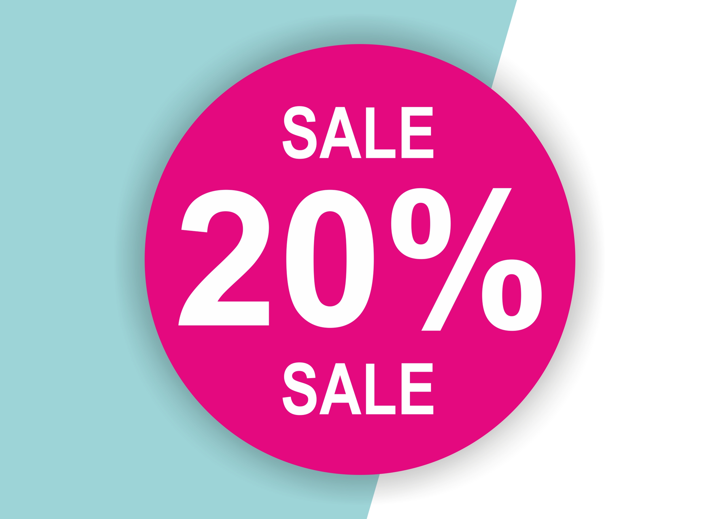 20% SALE Aufkleber Schaufenster Rabatt Ausverkauf Schlussverkauf SSV WSV % — Farbe: Pink-Weiß