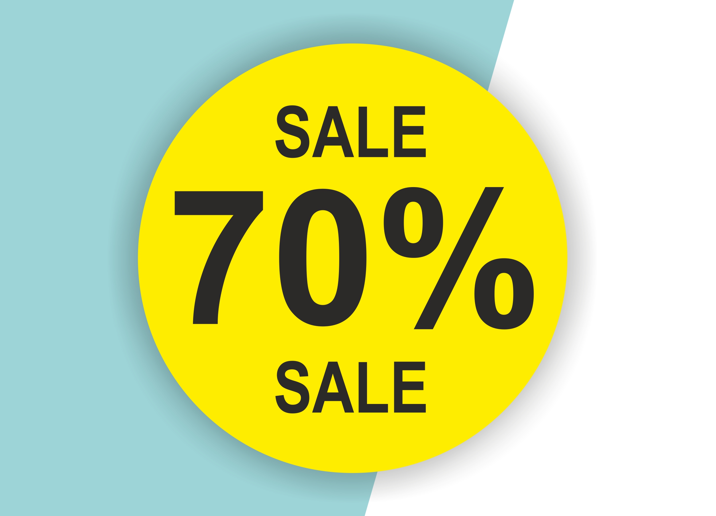 70% SALE Aufkleber Schaufenster Rabatt Ausverkauf Schlussverkauf SSV WSV % — Farbe: Gelb-Schwarz