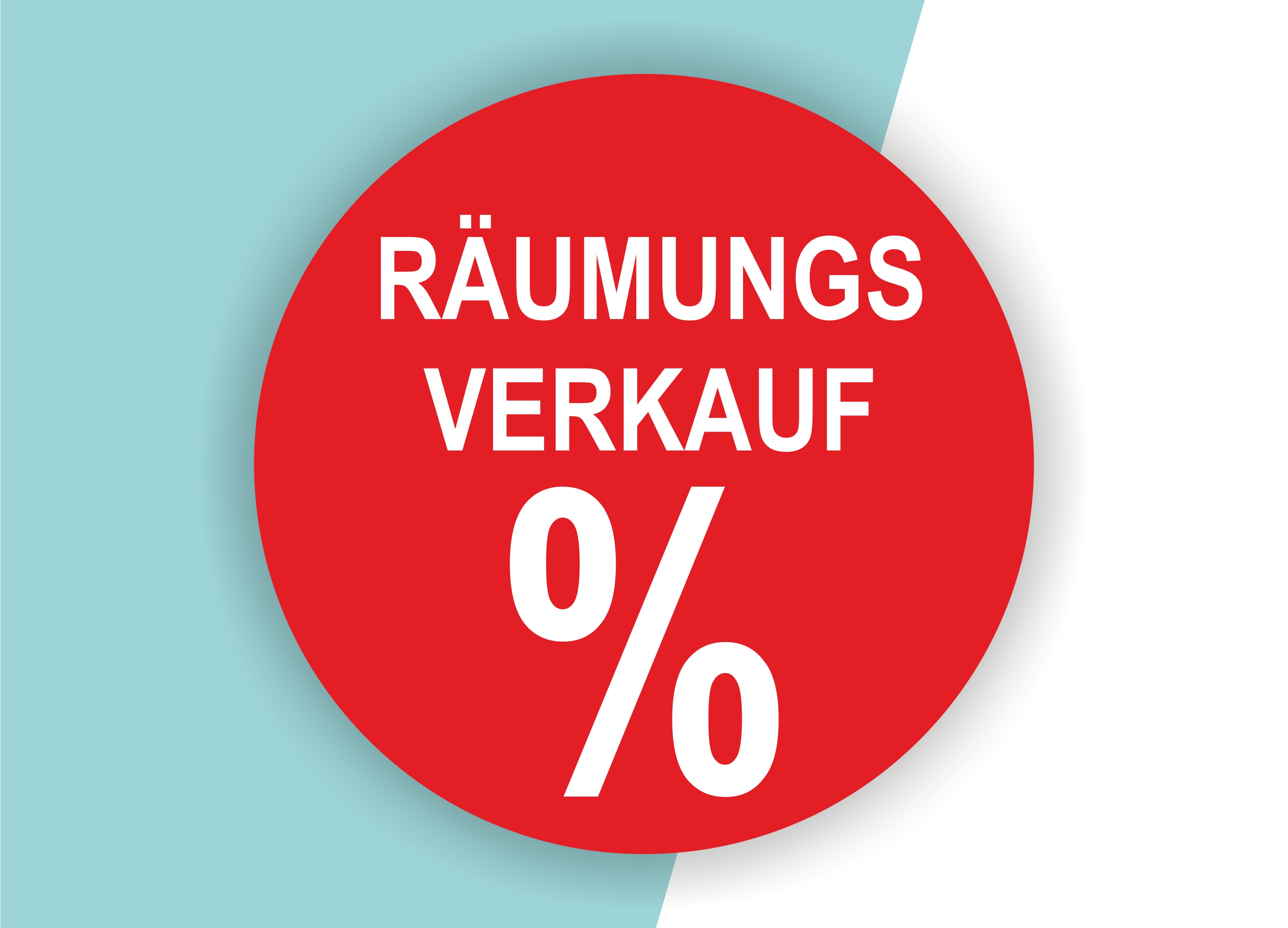Räumungsverkauf SALE Aufkleber Schaufenster Rabatt Ausverkauf Schlussverkauf SSV WSV % — Farbe: Rot-Weiß