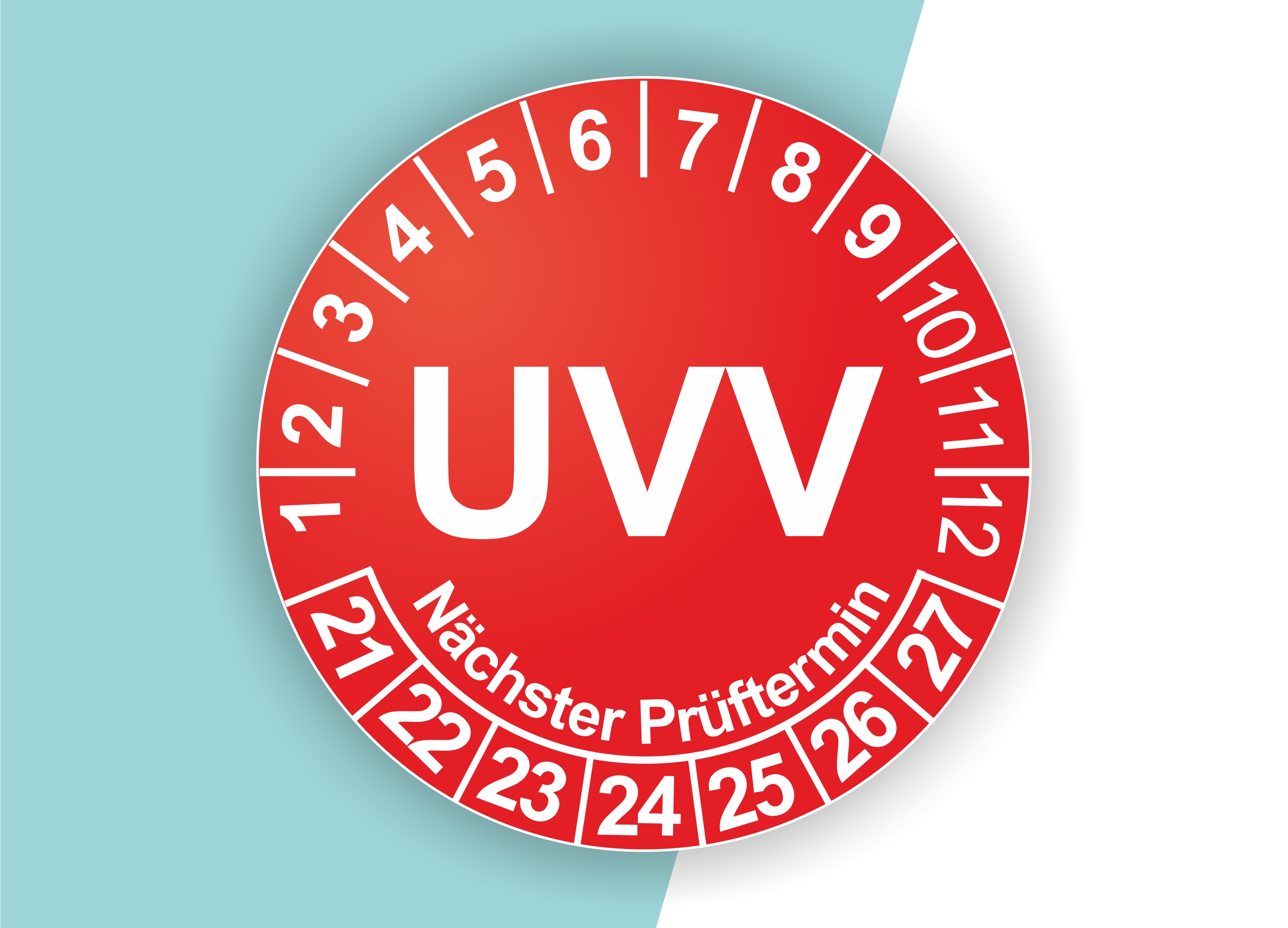 Prüfplaketten UVV als Aufkleber — 60 Stück — Ø 20 oder 30 mm — Farbe: Rot