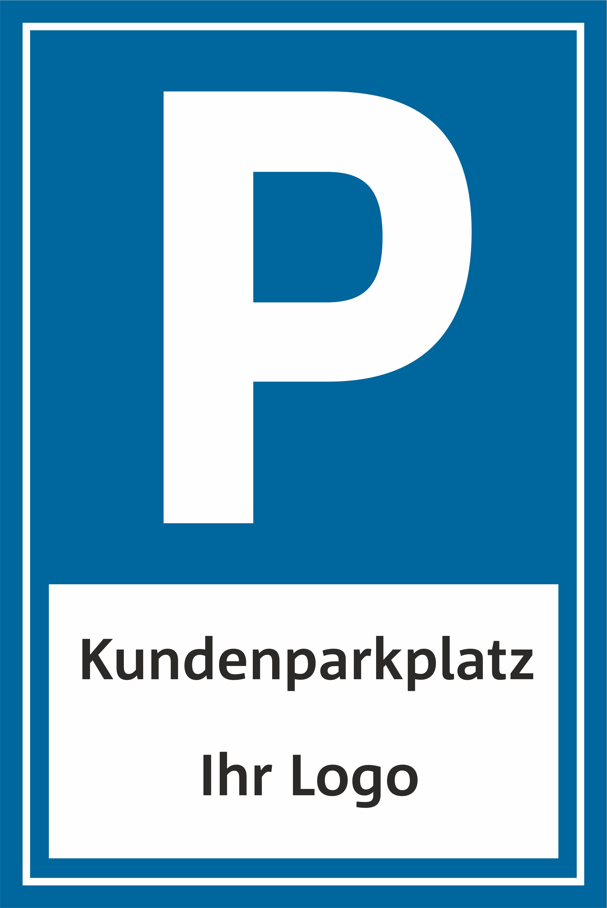 Parkplatzschild Kundenparkplatz und Logo | 30 x 20 cm | PVC oder Alu-Verbund