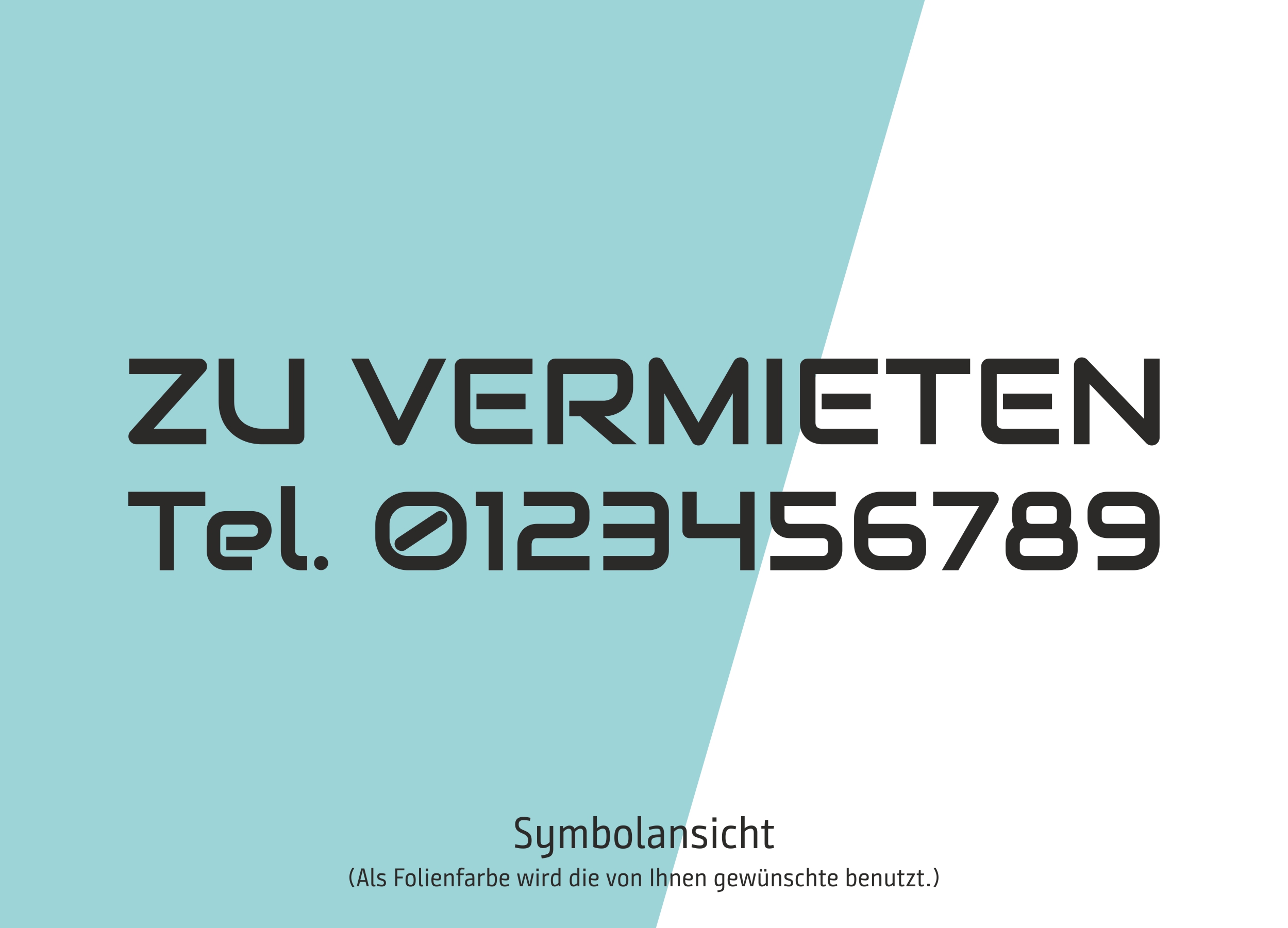 Aufkleber / Schriftzug „ZU VERMIETEN“ mit Telefonnummer — Schaufenster-Beschriftung