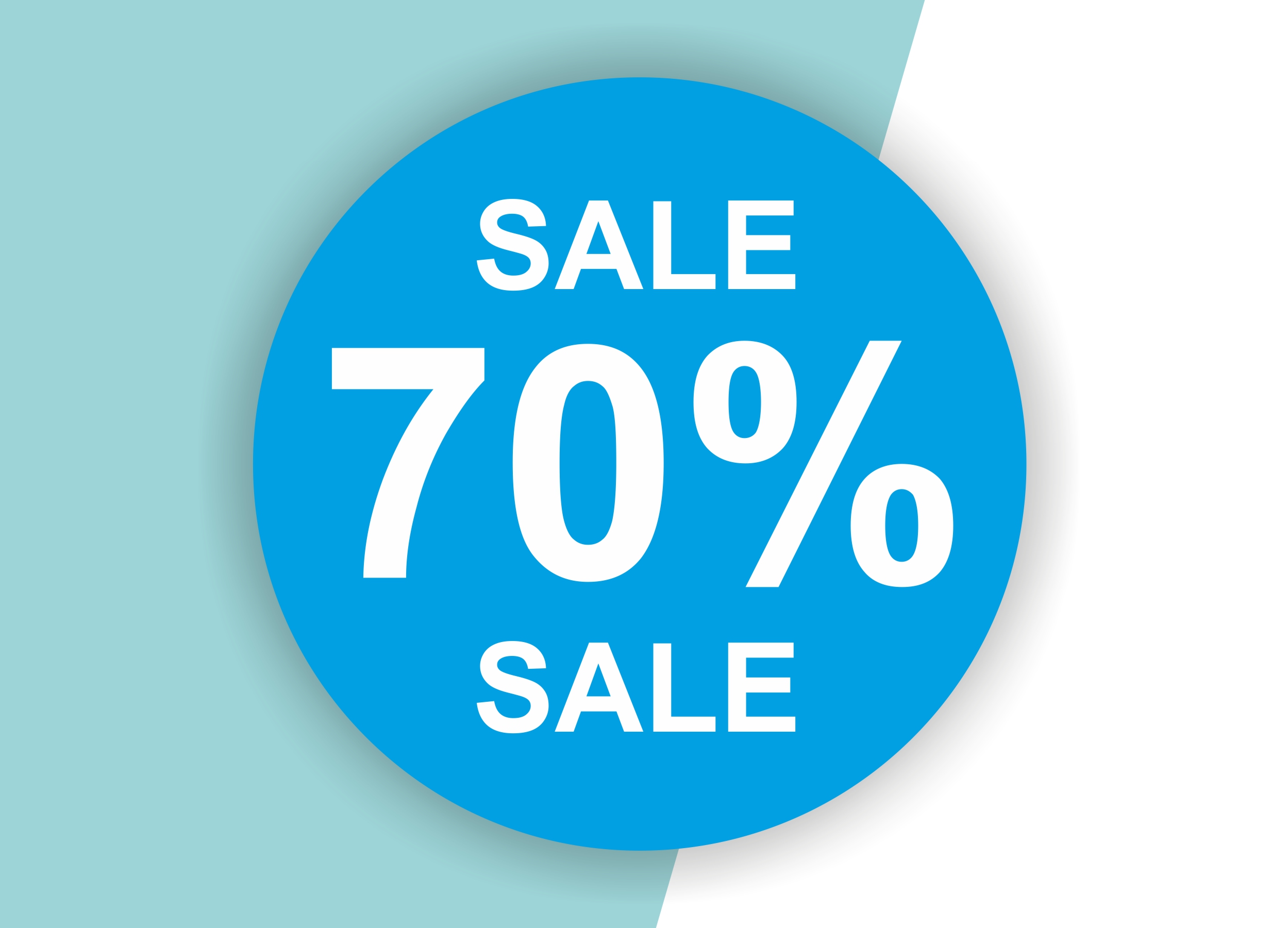 70% SALE Aufkleber Schaufenster Rabatt Ausverkauf Schlussverkauf SSV WSV % — Farbe: Blau-Weiß